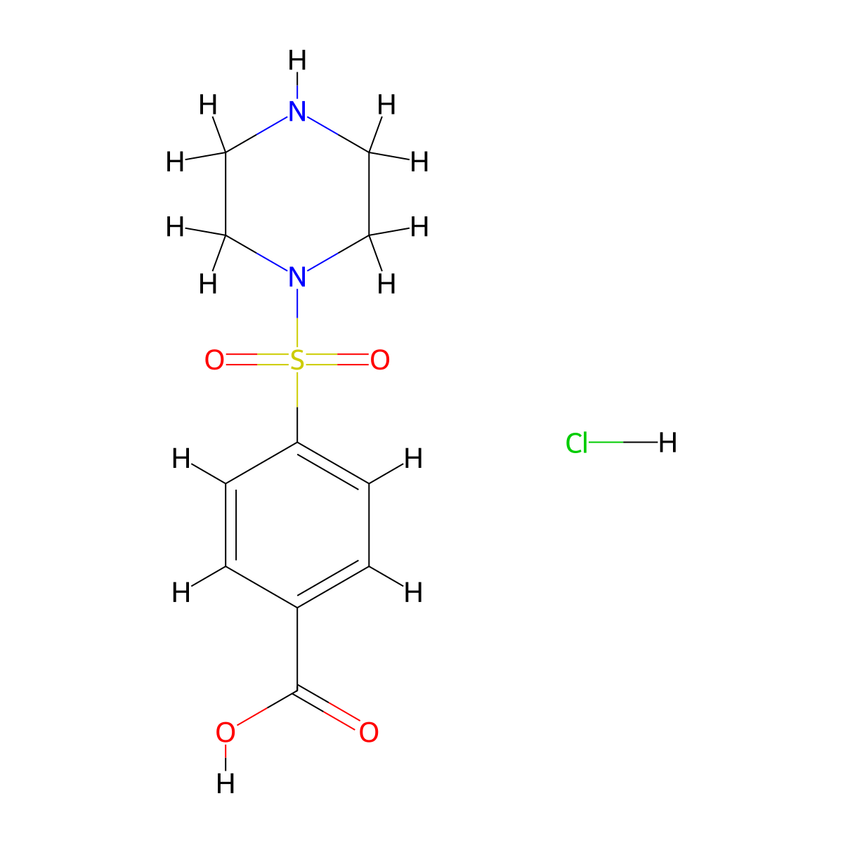 4-(Piperazine-1-sulfonyl)benzoic acid hydrochloride molecular structure, CAS 1043554-68-2