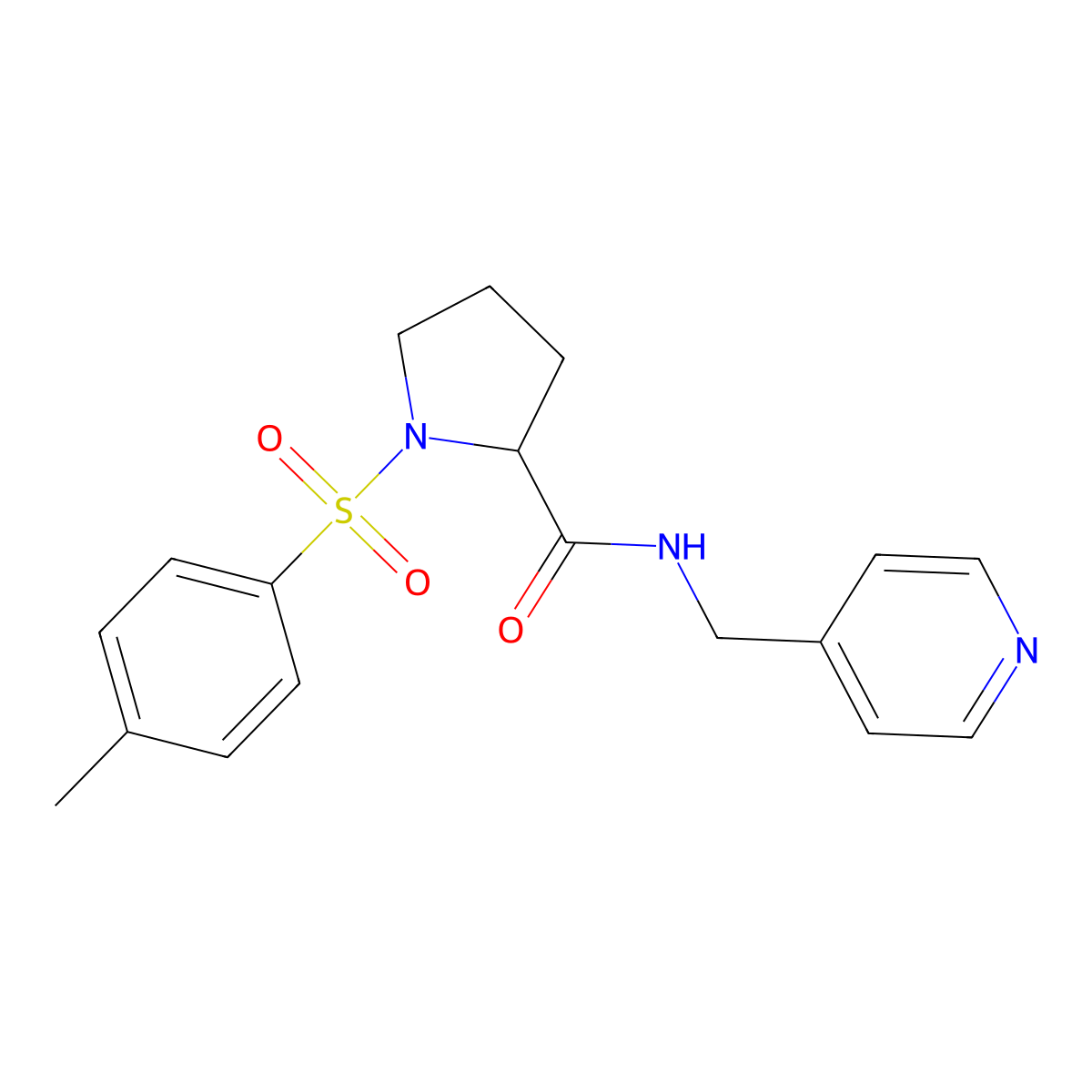 1-[(4-methylphenyl)sulfonyl]-N-(4-pyridinylmethyl)-2-pyrrolidinecarboxamide molecular structure, CAS 1043578-78-4