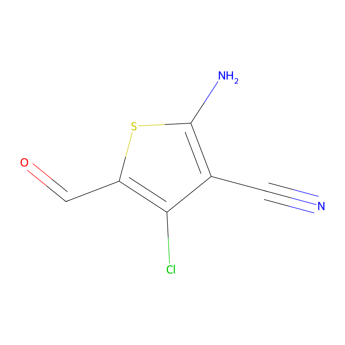 2-Amino-4-chloro-5-formyl-3-thiophenecarbonitrile molecular structure, CAS 104366-23-6