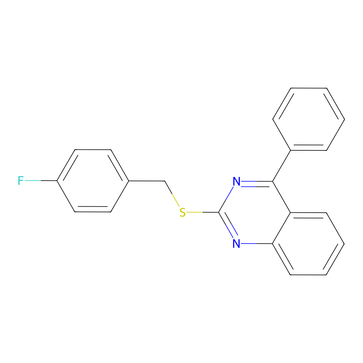 2-[(4-Fluorobenzyl)sulfanyl]-4-phenylquinazoline molecular structure, CAS 1043688-45-4
