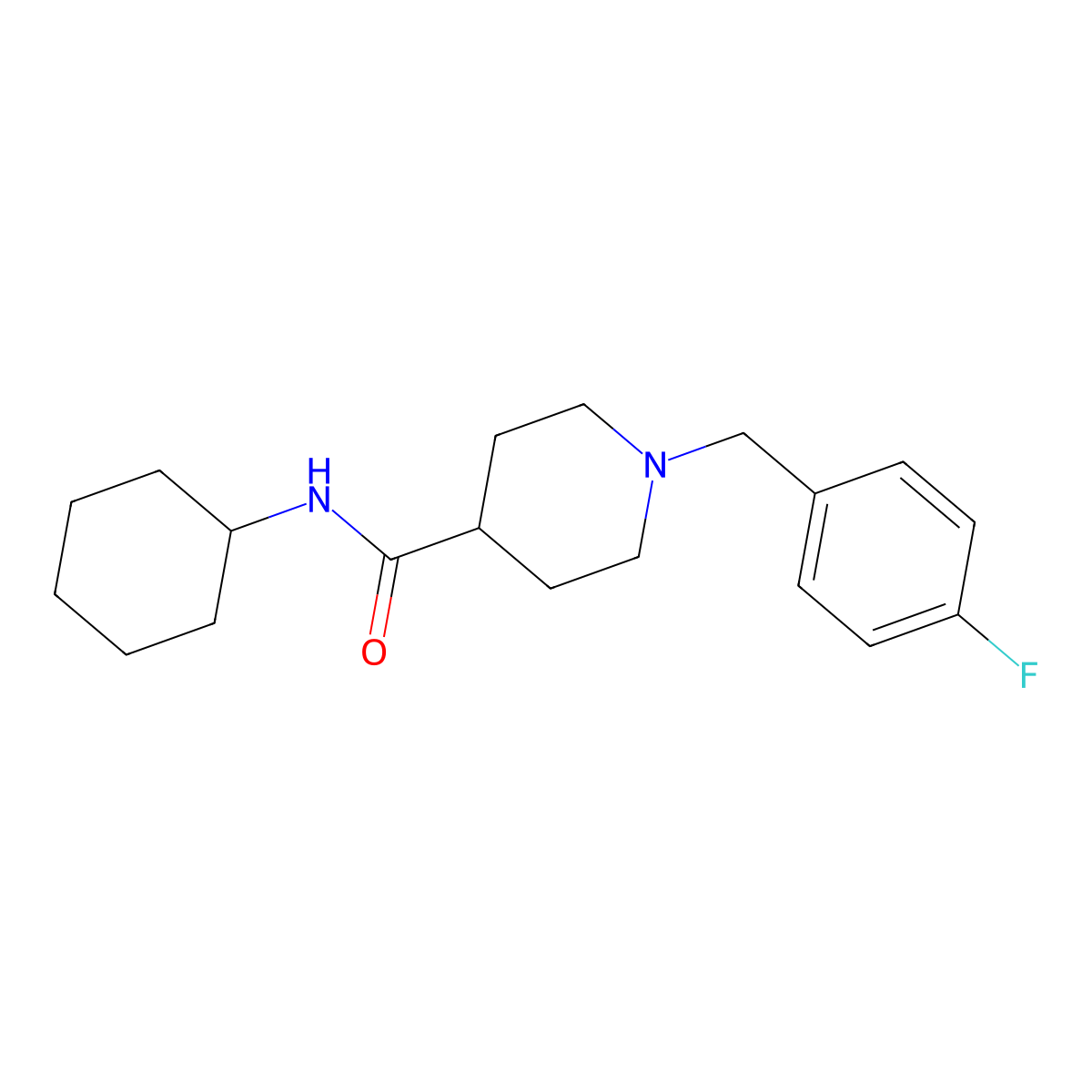N-cyclohexyl-1-(4-fluorobenzyl)piperidine-4-carboxamide molecular structure, CAS 1043688-47-6
