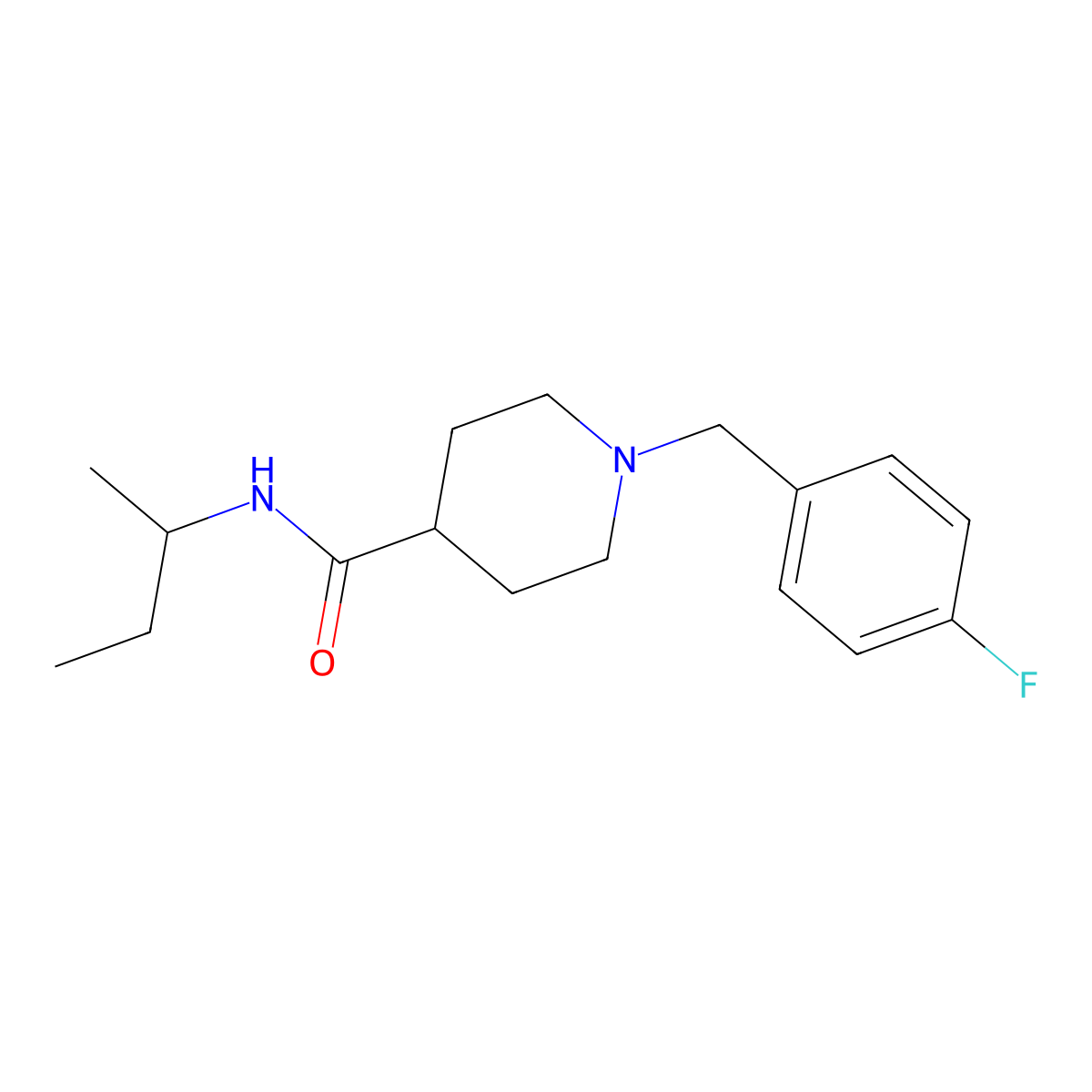 N-(butan-2-yl)-1-(4-fluorobenzyl)piperidine-4-carboxamide molecular structure, CAS 1043688-51-2