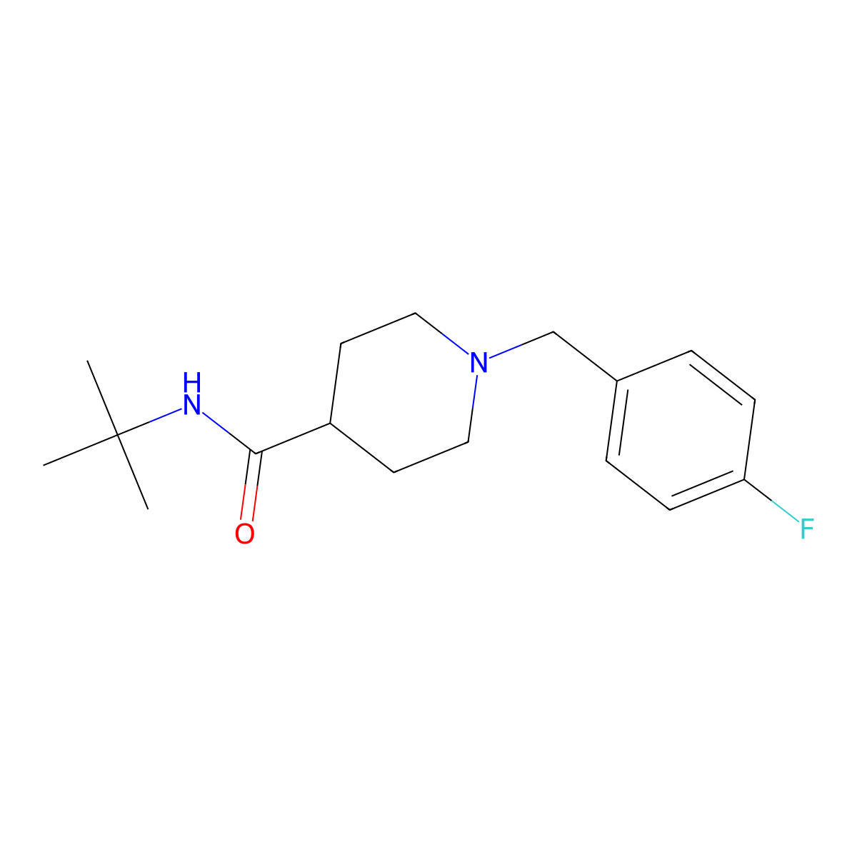 N-tert-butyl-1-(4-fluorobenzyl)piperidine-4-carboxamide molecular structure, CAS 1043688-78-3