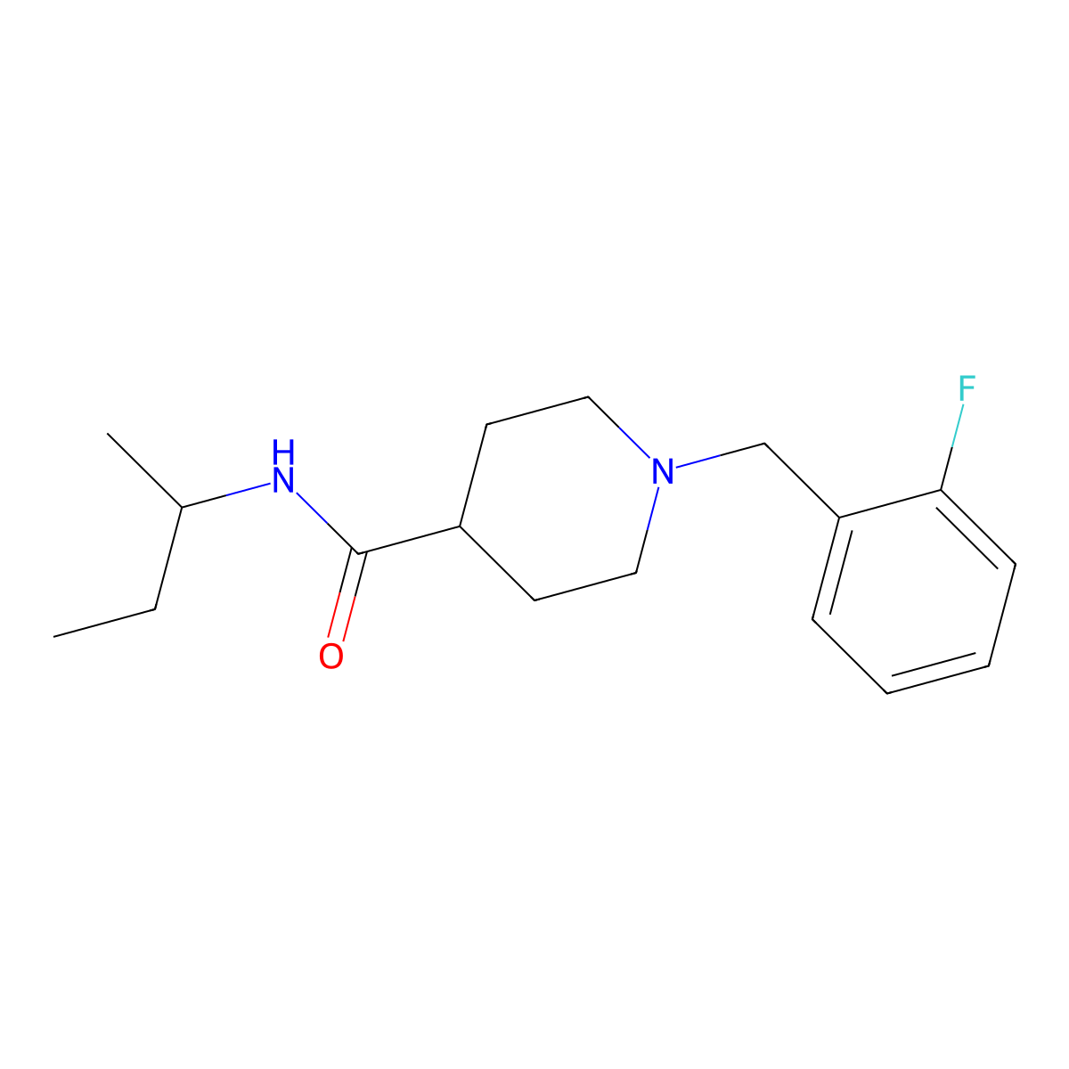 N-(butan-2-yl)-1-(2-fluorobenzyl)piperidine-4-carboxamide molecular structure, CAS 1043688-80-7