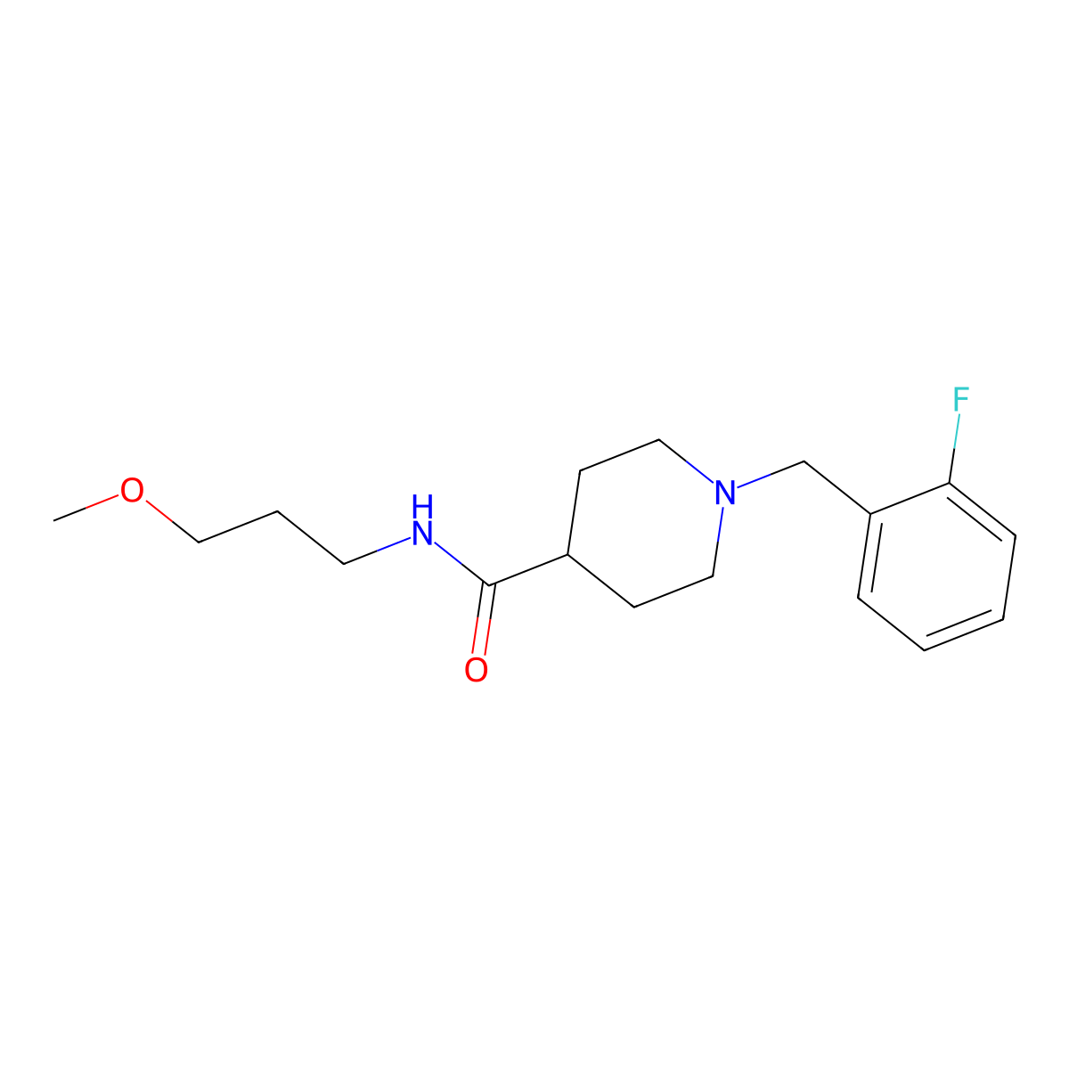 1-(2-fluorobenzyl)-N-(3-methoxypropyl)piperidine-4-carboxamide molecular structure, CAS 1043688-84-1