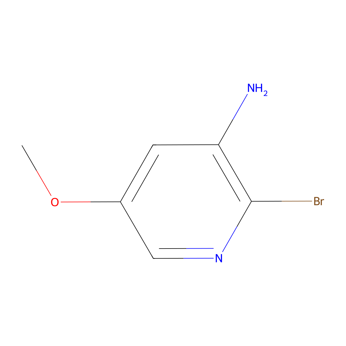 2-Bromo-5-methoxypyridin-3-amine molecular structure, CAS 1043688-99-8