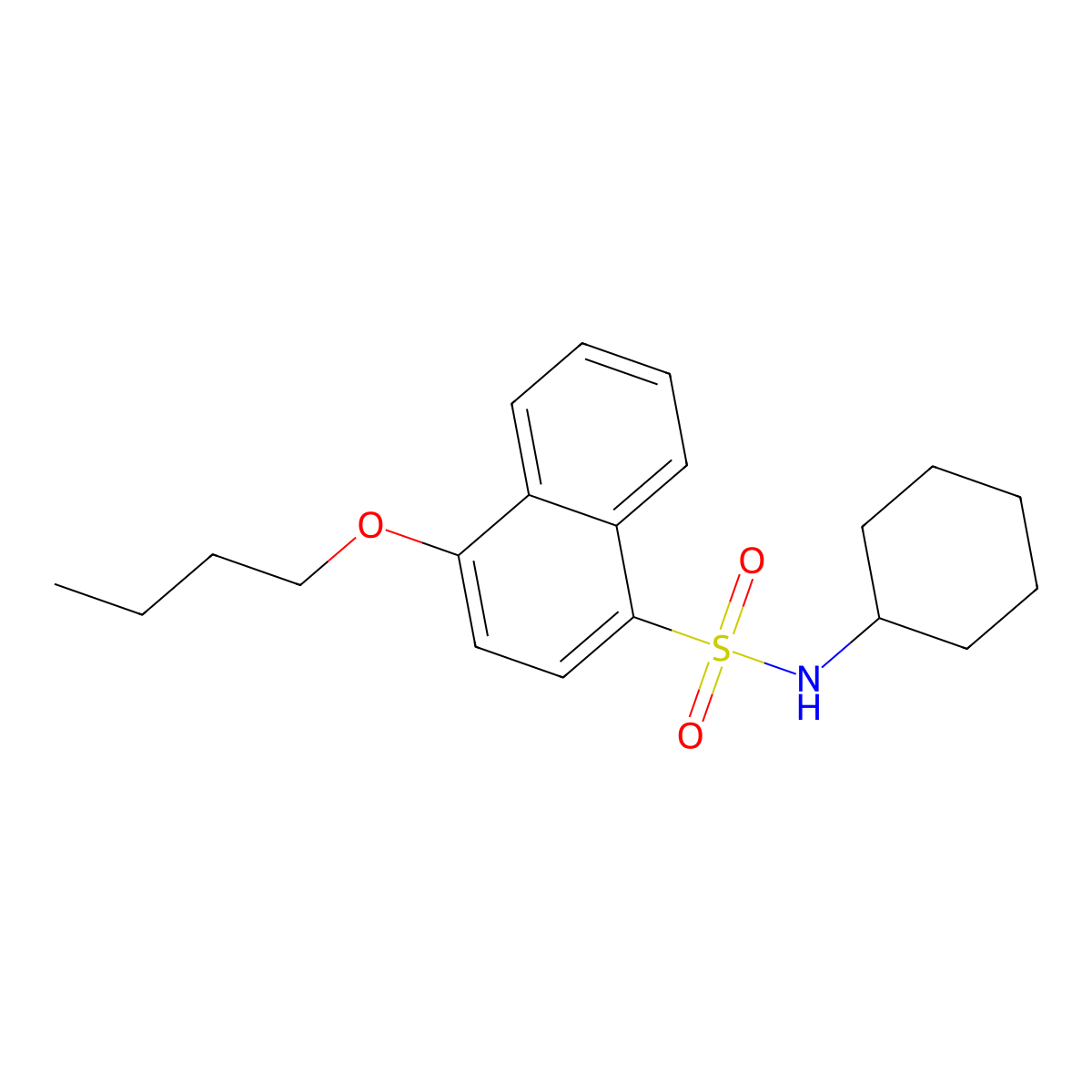 4-butoxy-N-cyclohexylnaphthalene-1-sulfonamide molecular structure, CAS 1043689-04-8