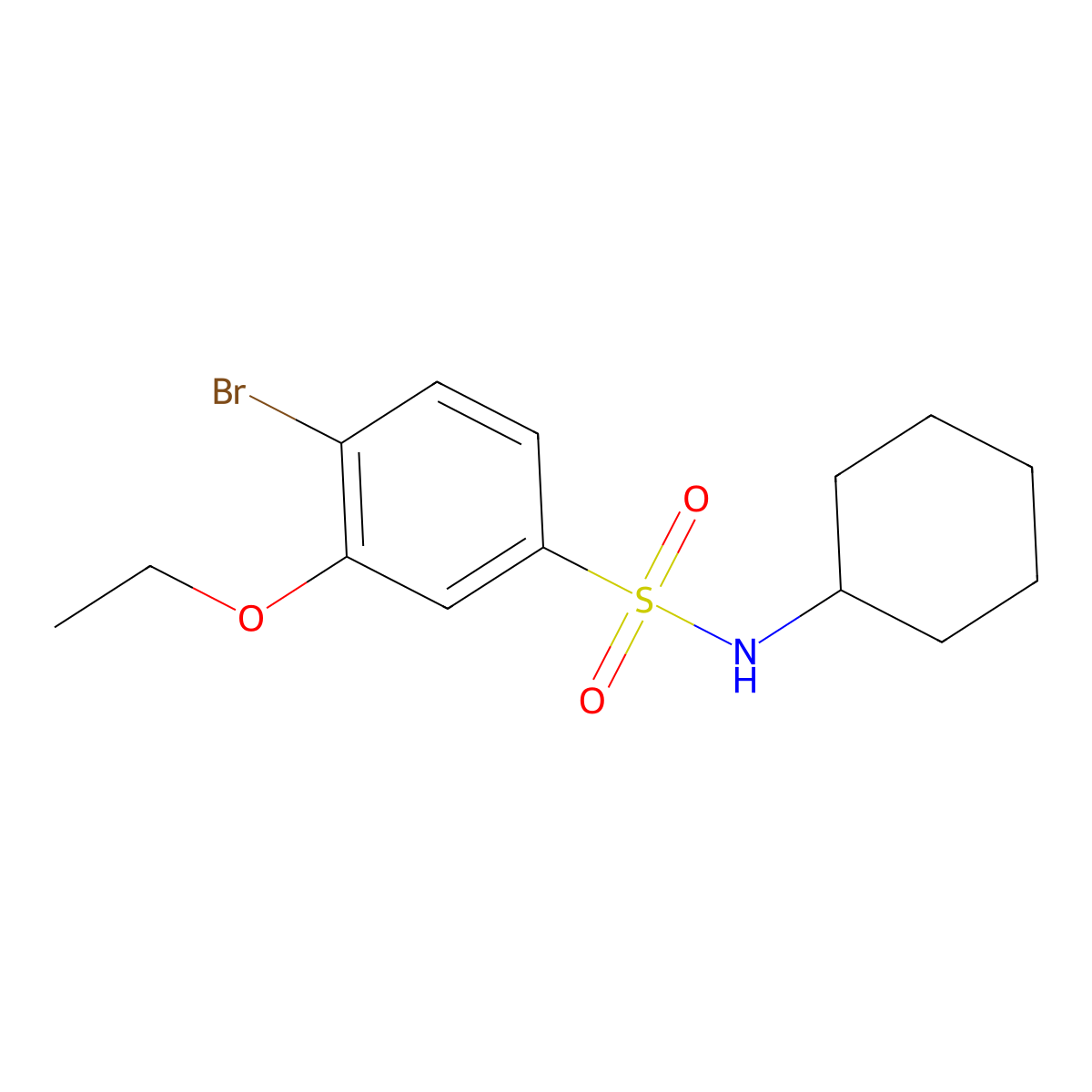 4-bromo-N-cyclohexyl-3-ethoxybenzenesulfonamide molecular structure, CAS 1043689-16-2