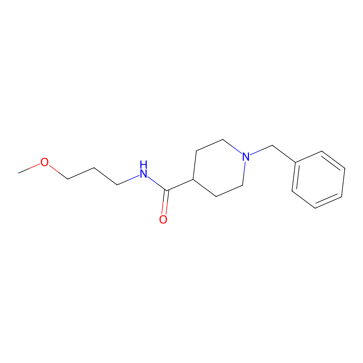 1-benzyl-N-(3-methoxypropyl)piperidine-4-carboxamide molecular structure, CAS 1043689-18-4