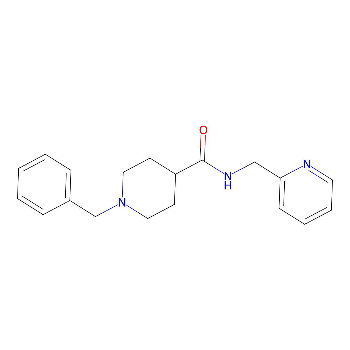 1-benzyl-N-(pyridin-2-ylmethyl)piperidine-4-carboxamide molecular structure, CAS 1043689-22-0