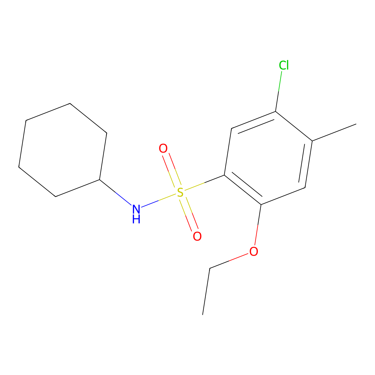 5-chloro-N-cyclohexyl-2-ethoxy-4-methylbenzenesulfonamide molecular structure, CAS 1043689-23-1