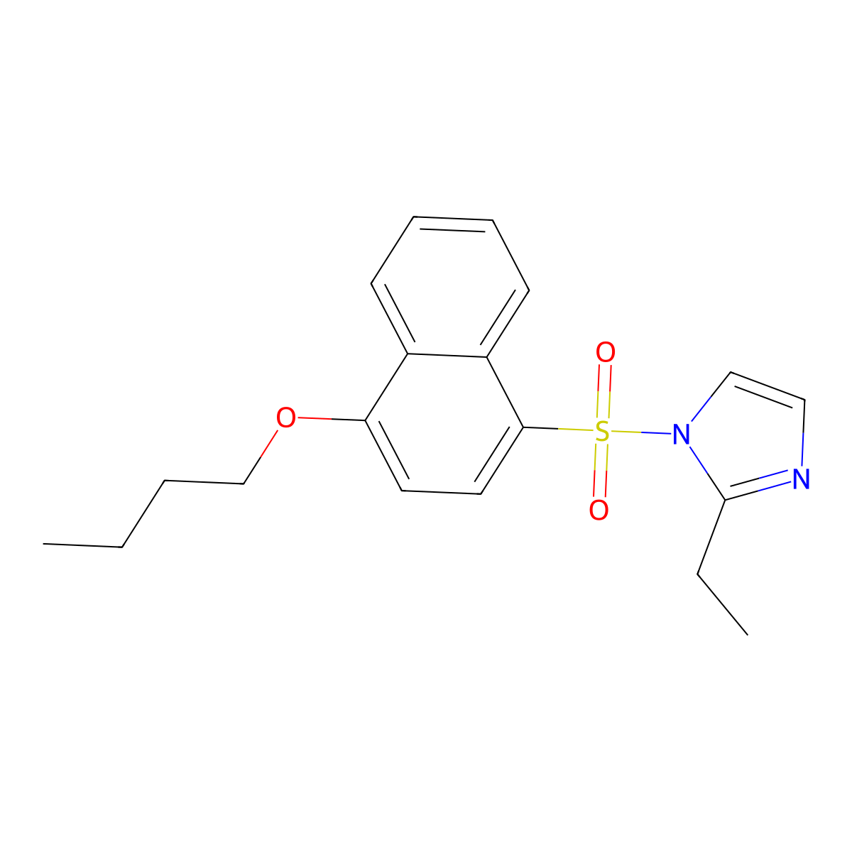 1-[(4-butoxynaphthalen-1-yl)sulfonyl]-2-ethyl-1H-imidazole molecular structure, CAS 1043689-29-7
