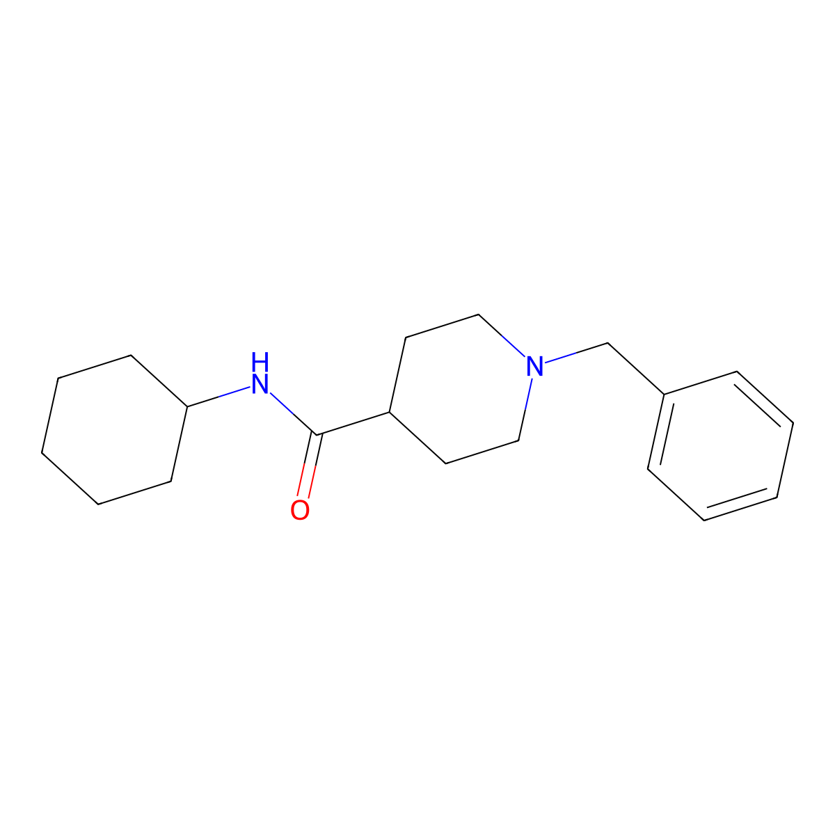 1-benzyl-N-cyclohexylpiperidine-4-carboxamide molecular structure, CAS 1043689-31-1