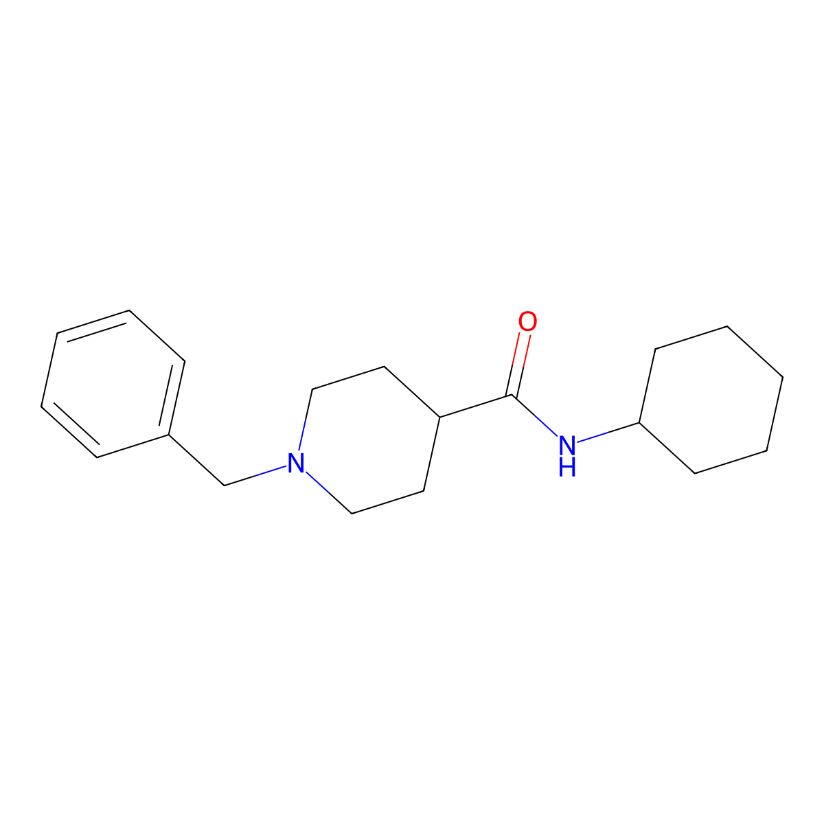 1-benzyl-N-cyclohexylpiperidine-4-carboxamide molecular structure, CAS 1043689-31-1