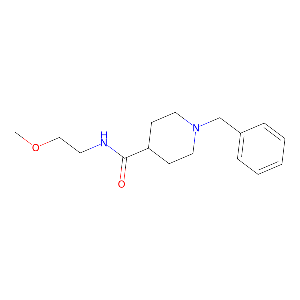 1-benzyl-N-(2-methoxyethyl)piperidine-4-carboxamide molecular structure, CAS 1043689-34-4