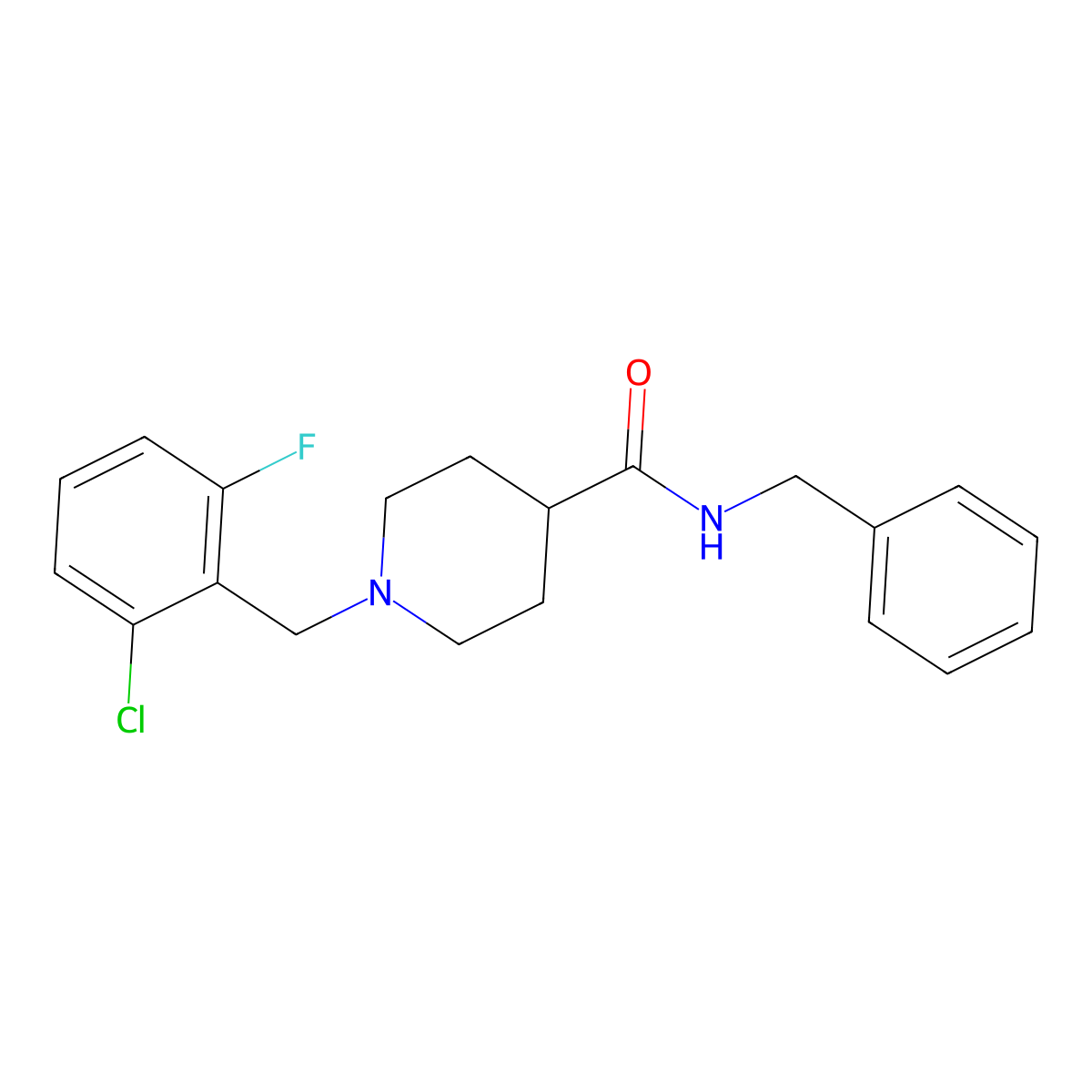 N-benzyl-1-(2-chloro-6-fluorobenzyl)piperidine-4-carboxamide molecular structure, CAS 1043689-42-4