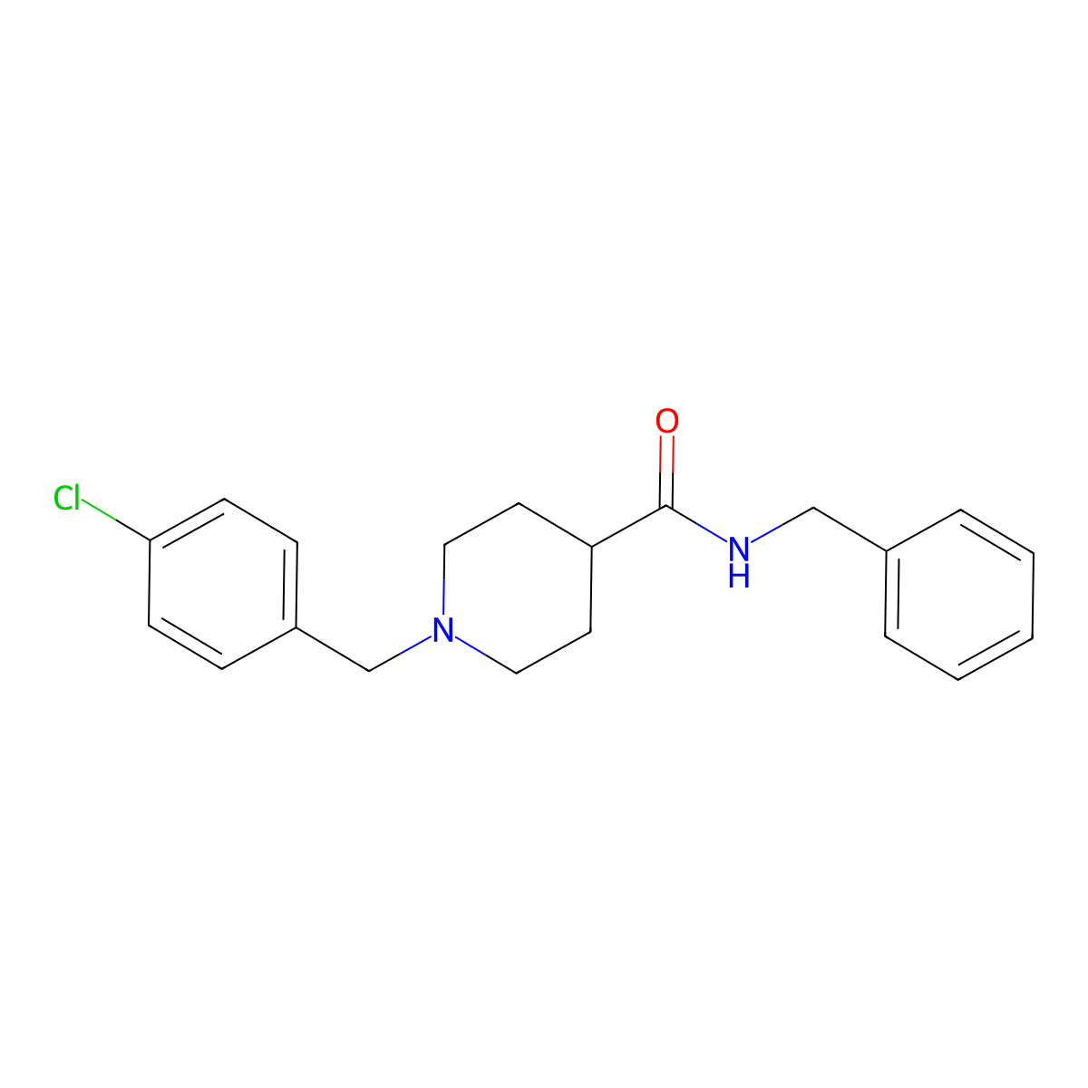 N-benzyl-1-(4-chlorobenzyl)piperidine-4-carboxamide molecular structure, CAS 1043689-45-7