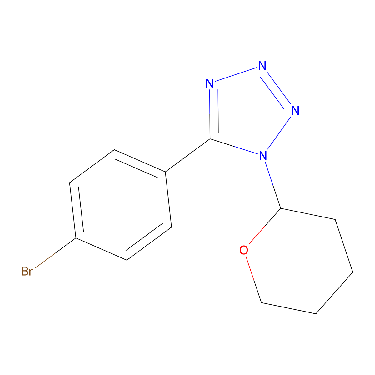 5-(4-Bromophenyl)-1-(tetrahydro-2H-pyran-2-YL)tetrazole molecular structure, CAS 1043689-54-8