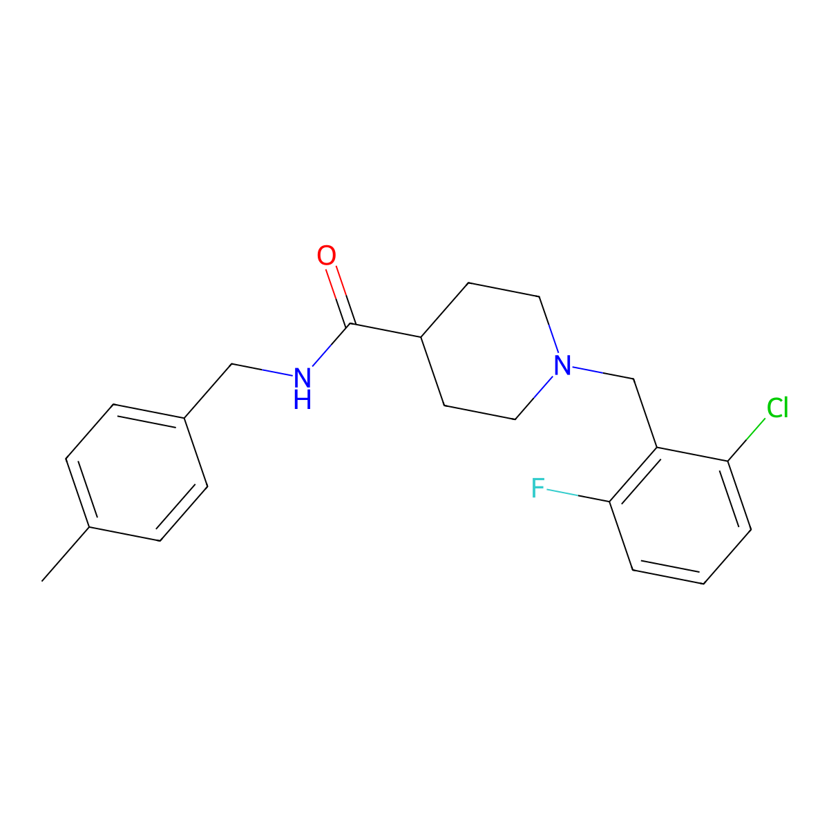 1-(2-chloro-6-fluorobenzyl)-N-(4-methylbenzyl)piperidine-4-carboxamide molecular structure, CAS 1043689-65-1