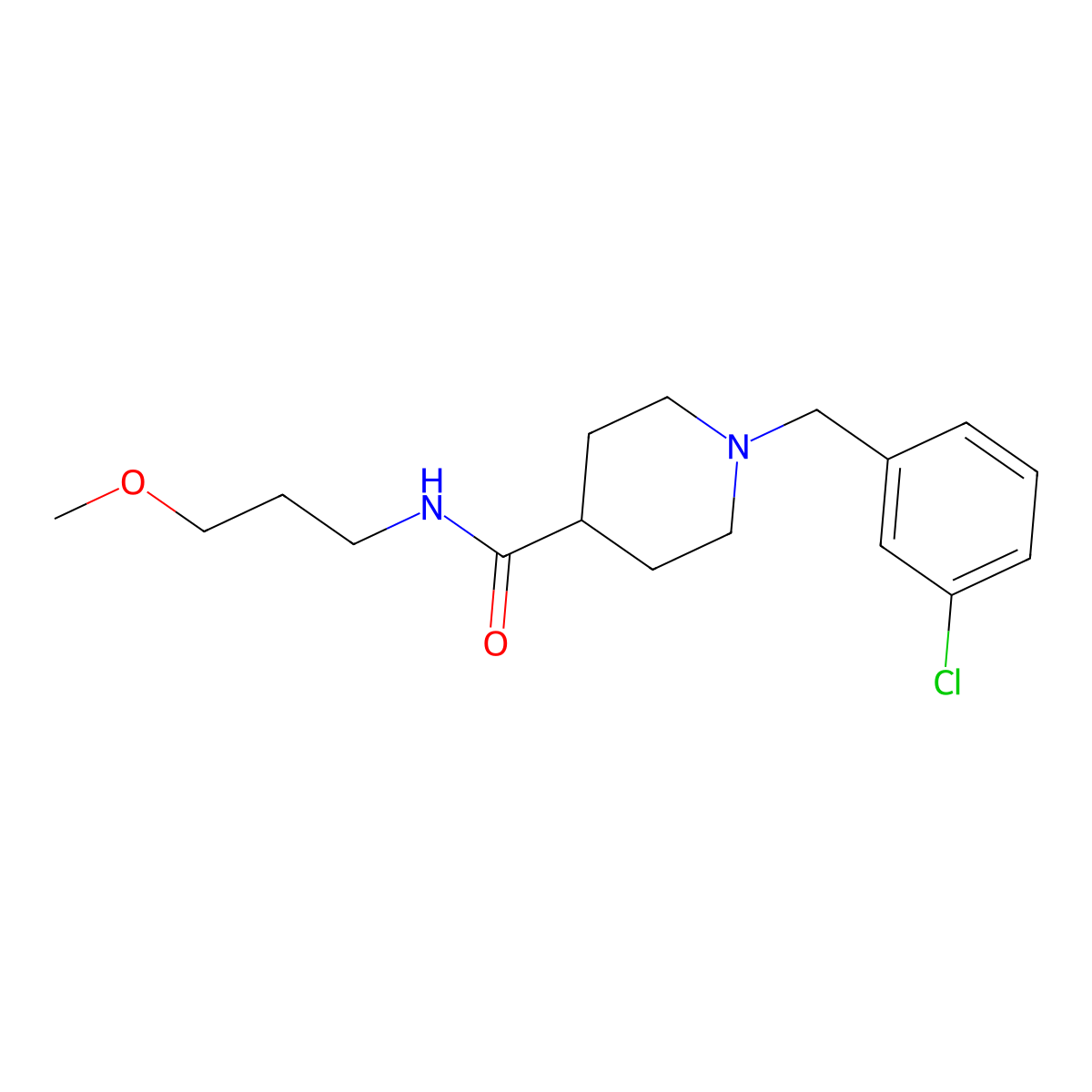 1-(3-chlorobenzyl)-N-(3-methoxypropyl)piperidine-4-carboxamide molecular structure, CAS 1043689-70-8