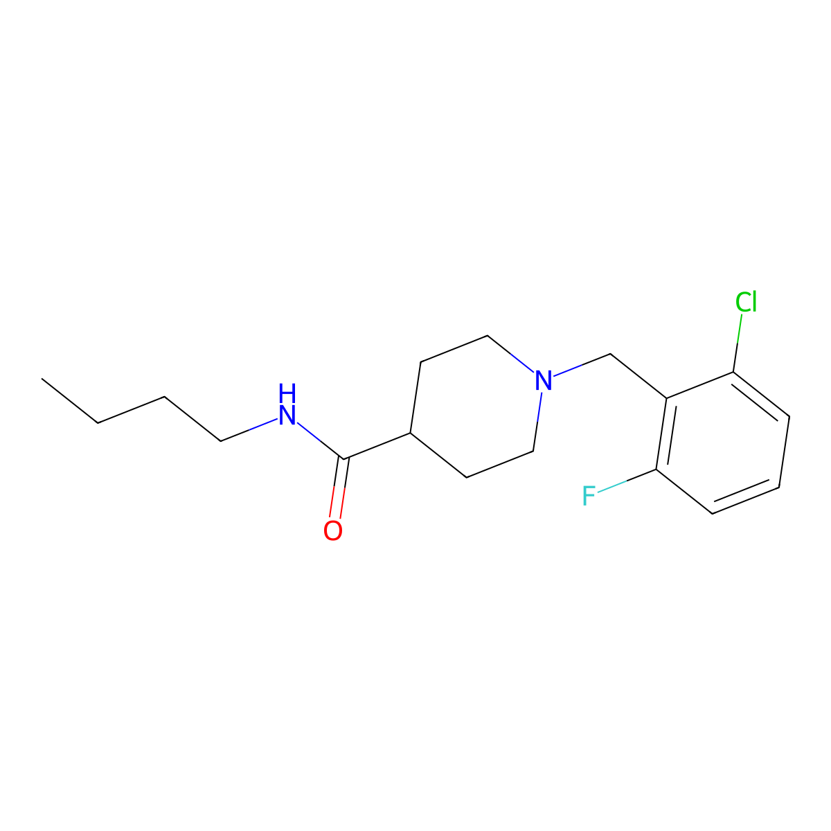 N-butyl-1-(2-chloro-6-fluorobenzyl)piperidine-4-carboxamide molecular structure, CAS 1043689-77-5