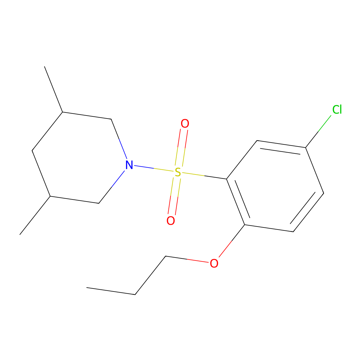 1-[(5-Chloro-2-propoxyphenyl)sulfonyl]-3,5-dimethylpiperidine molecular structure, CAS 1043689-78-6