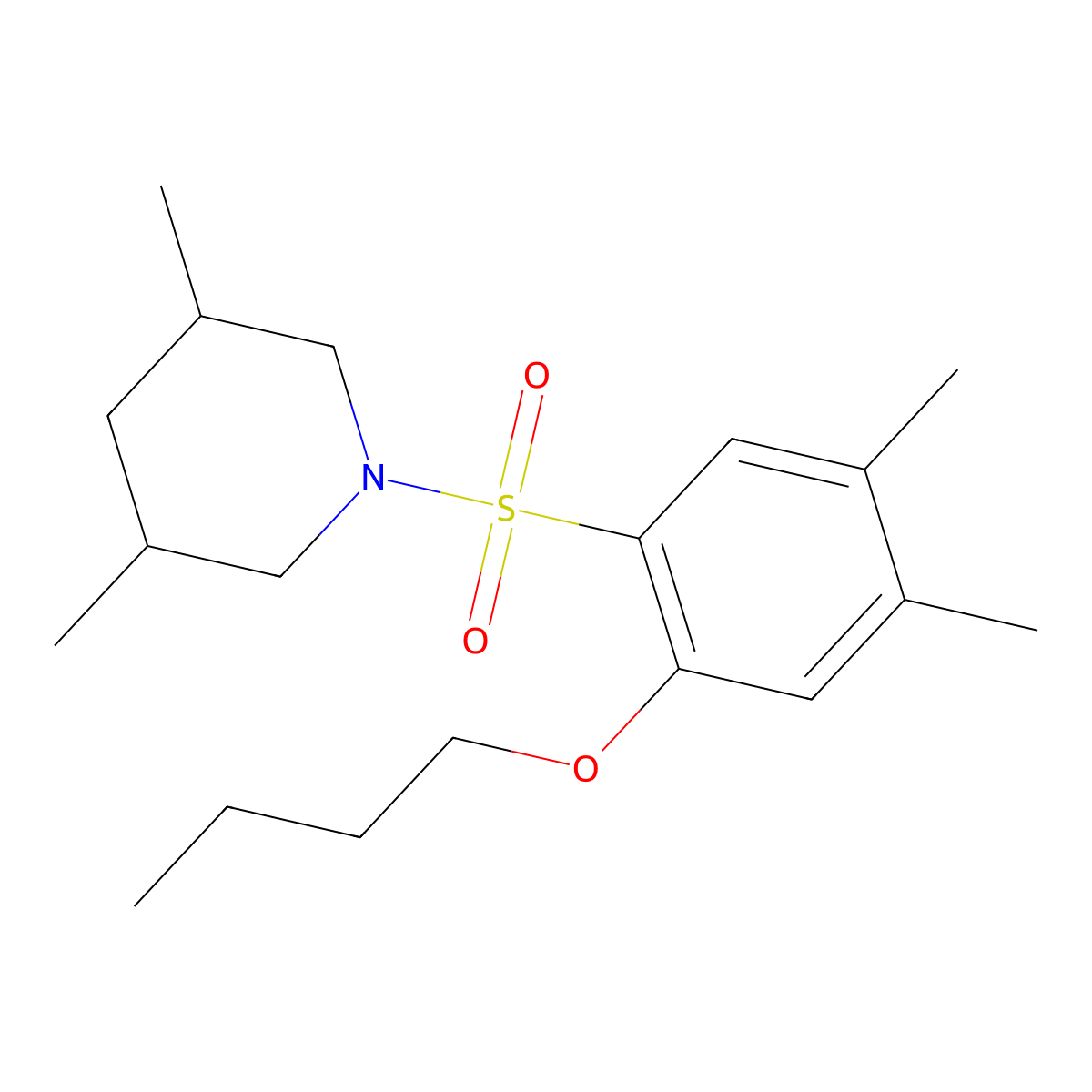 1-(2-Butoxy-4,5-dimethylbenzenesulfonyl)-3,5-dimethylpiperidine molecular structure, CAS 1043689-81-1
