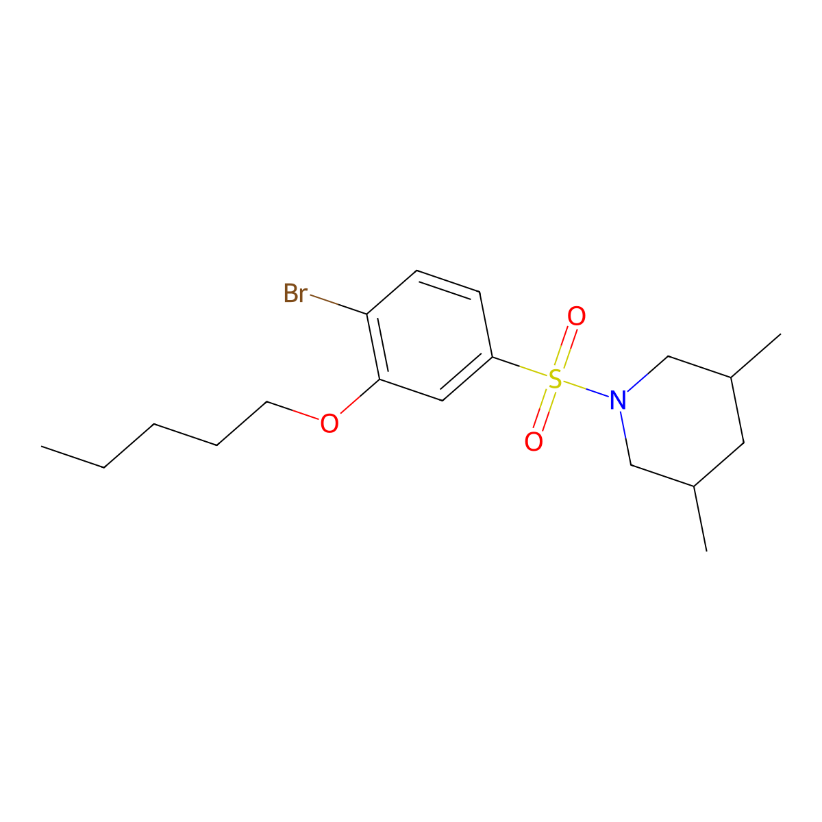 1-[4-Bromo-3-(pentyloxy)benzenesulfonyl]-3,5-dimethylpiperidine molecular structure, CAS 1043689-84-4