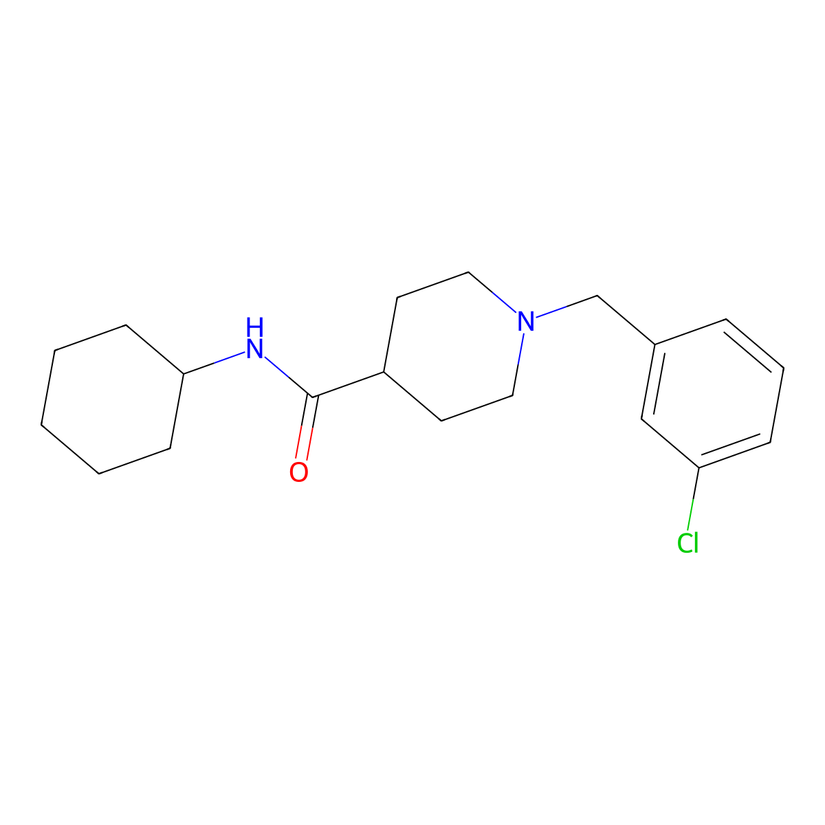 1-(3-chlorobenzyl)-N-cyclohexylpiperidine-4-carboxamide molecular structure, CAS 1043689-92-4