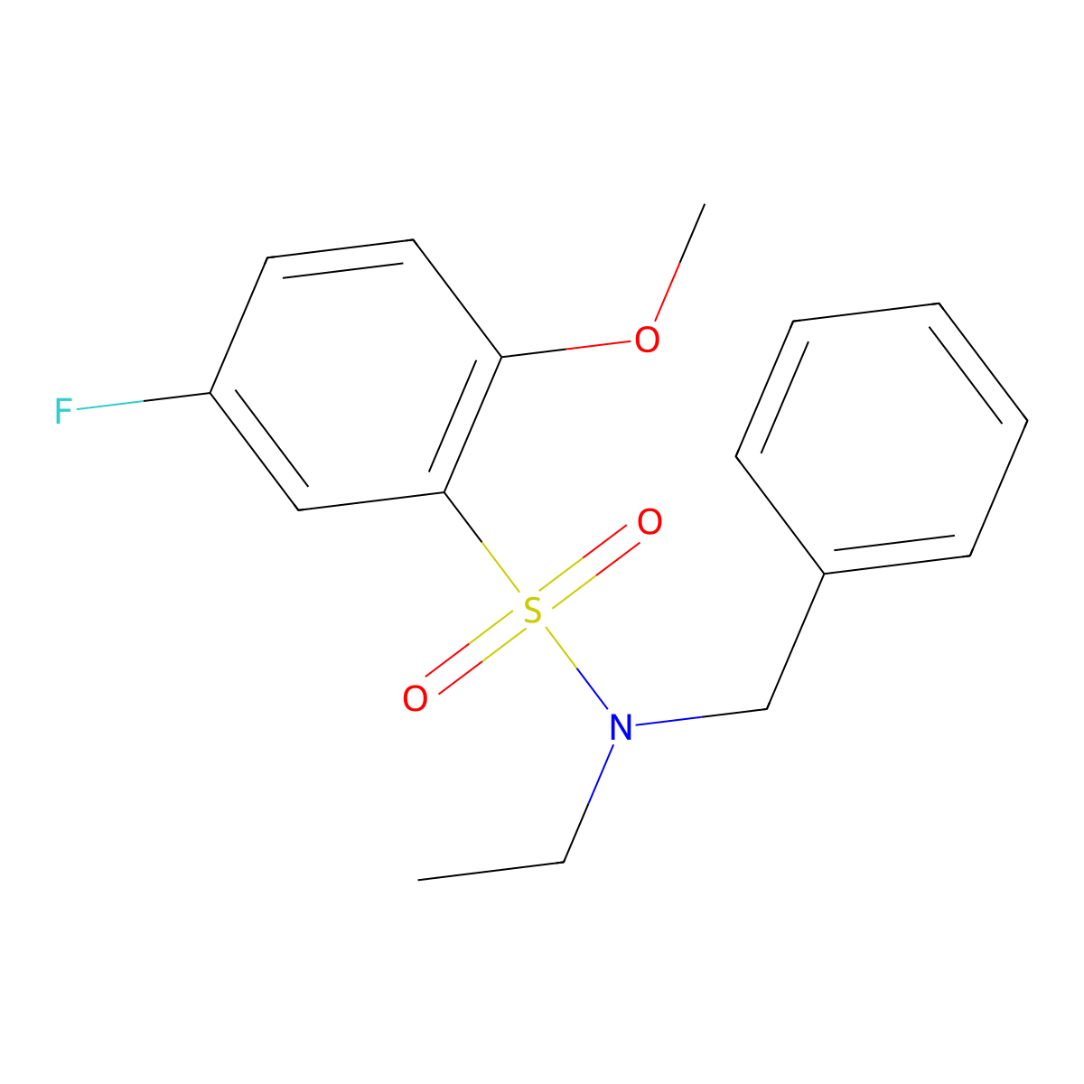 N-benzyl-N-ethyl-5-fluoro-2-methoxybenzenesulfonamide molecular structure, CAS 1043689-98-0