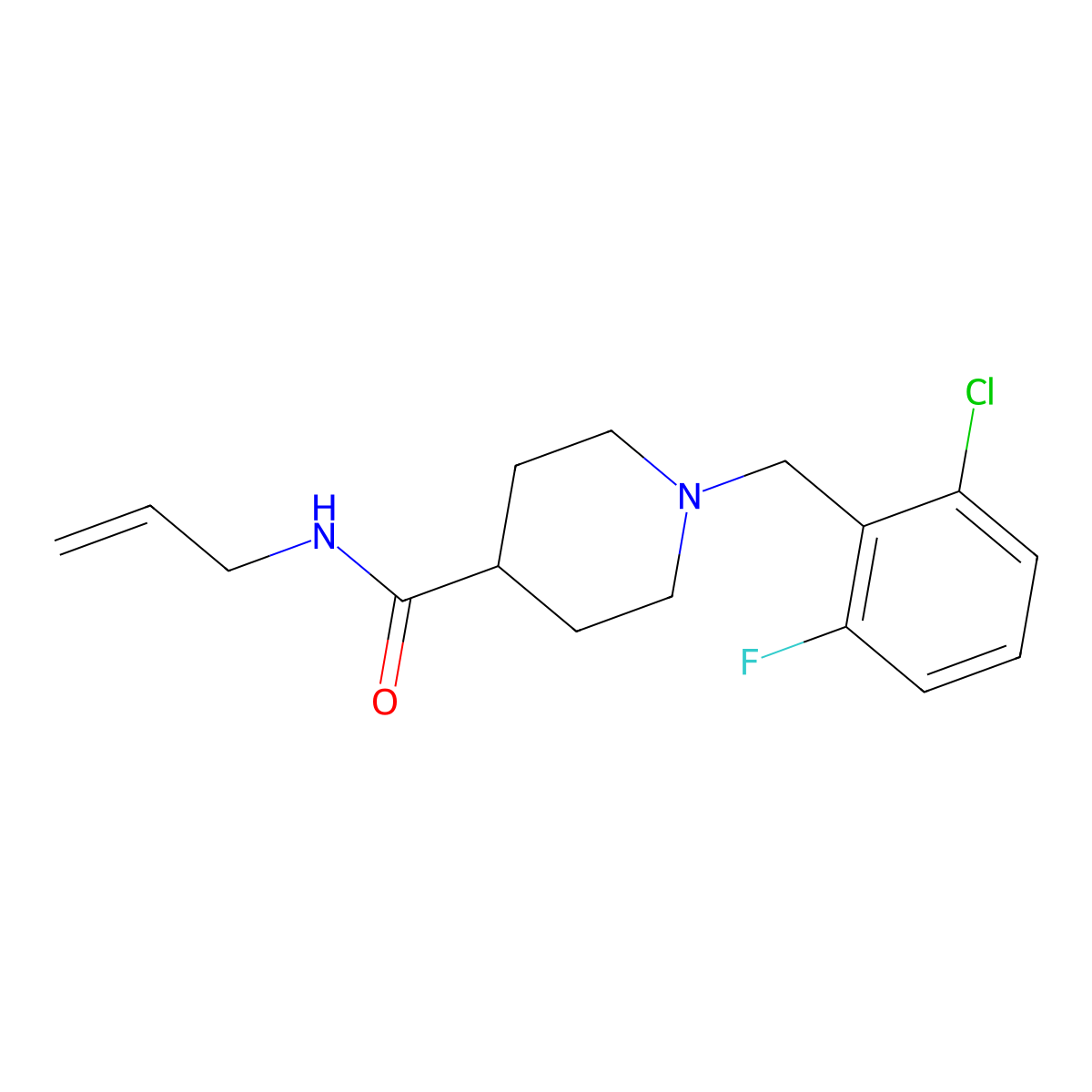 1-(2-chloro-6-fluorobenzyl)-N-(prop-2-en-1-yl)piperidine-4-carboxamide molecular structure, CAS 1043690-01-2