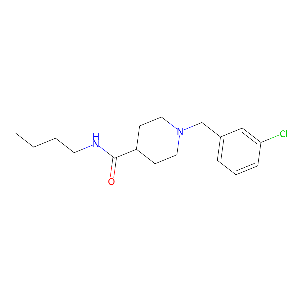 N-butyl-1-(3-chlorobenzyl)piperidine-4-carboxamide molecular structure, CAS 1043690-12-5