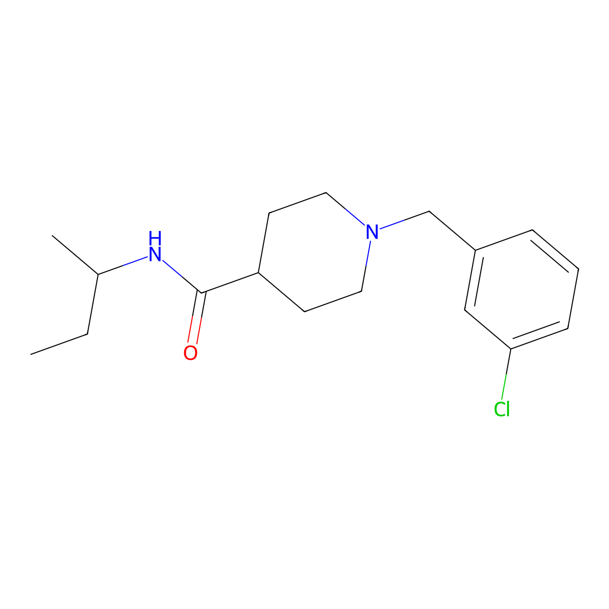 N-(butan-2-yl)-1-(3-chlorobenzyl)piperidine-4-carboxamide molecular structure, CAS 1043690-32-9