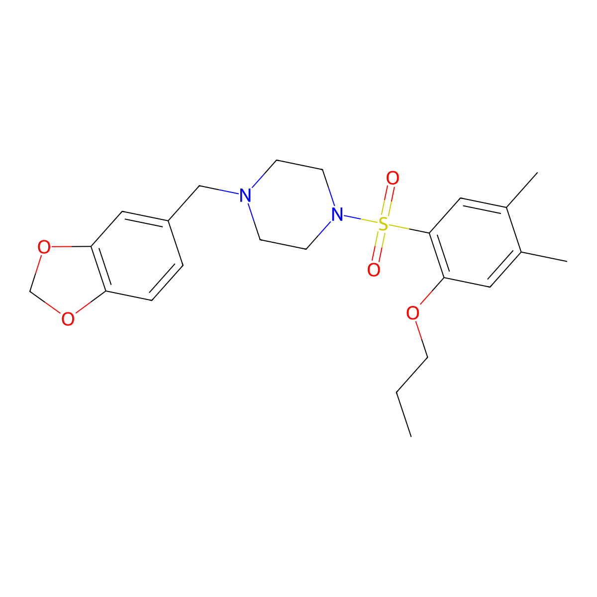 1-(1,3-Benzodioxol-5-ylmethyl)-4-[(4,5-dimethyl-2-propoxyphenyl)sulfonyl]piperazine molecular structure, CAS 1043690-34-1