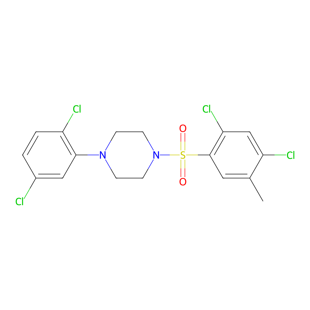 1-(2,4-Dichloro-5-methylbenzenesulfonyl)-4-(2,5-dichlorophenyl)piperazine molecular structure, CAS 1043690-54-5