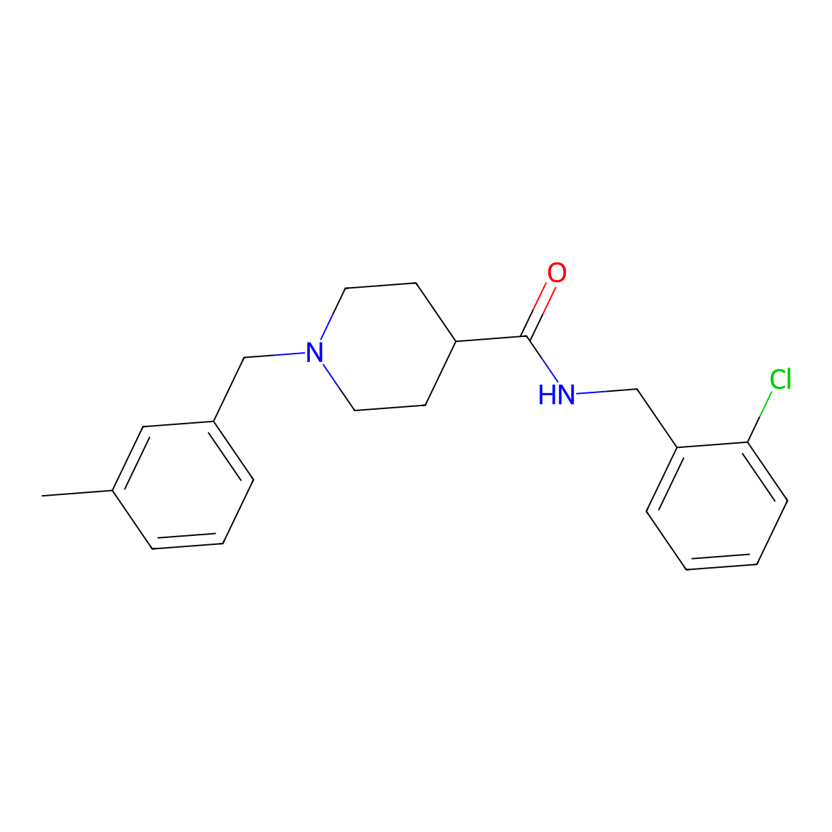 N-(2-chlorobenzyl)-1-(3-methylbenzyl)piperidine-4-carboxamide molecular structure, CAS 1043690-61-4