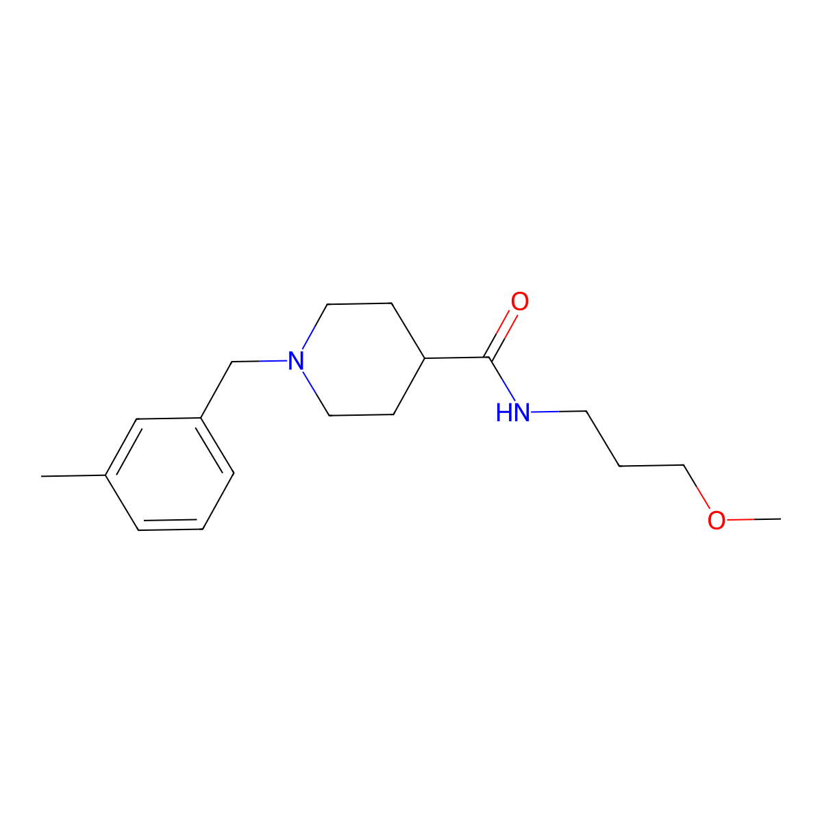 N-(3-methoxypropyl)-1-(3-methylbenzyl)piperidine-4-carboxamide molecular structure, CAS 1043690-76-1