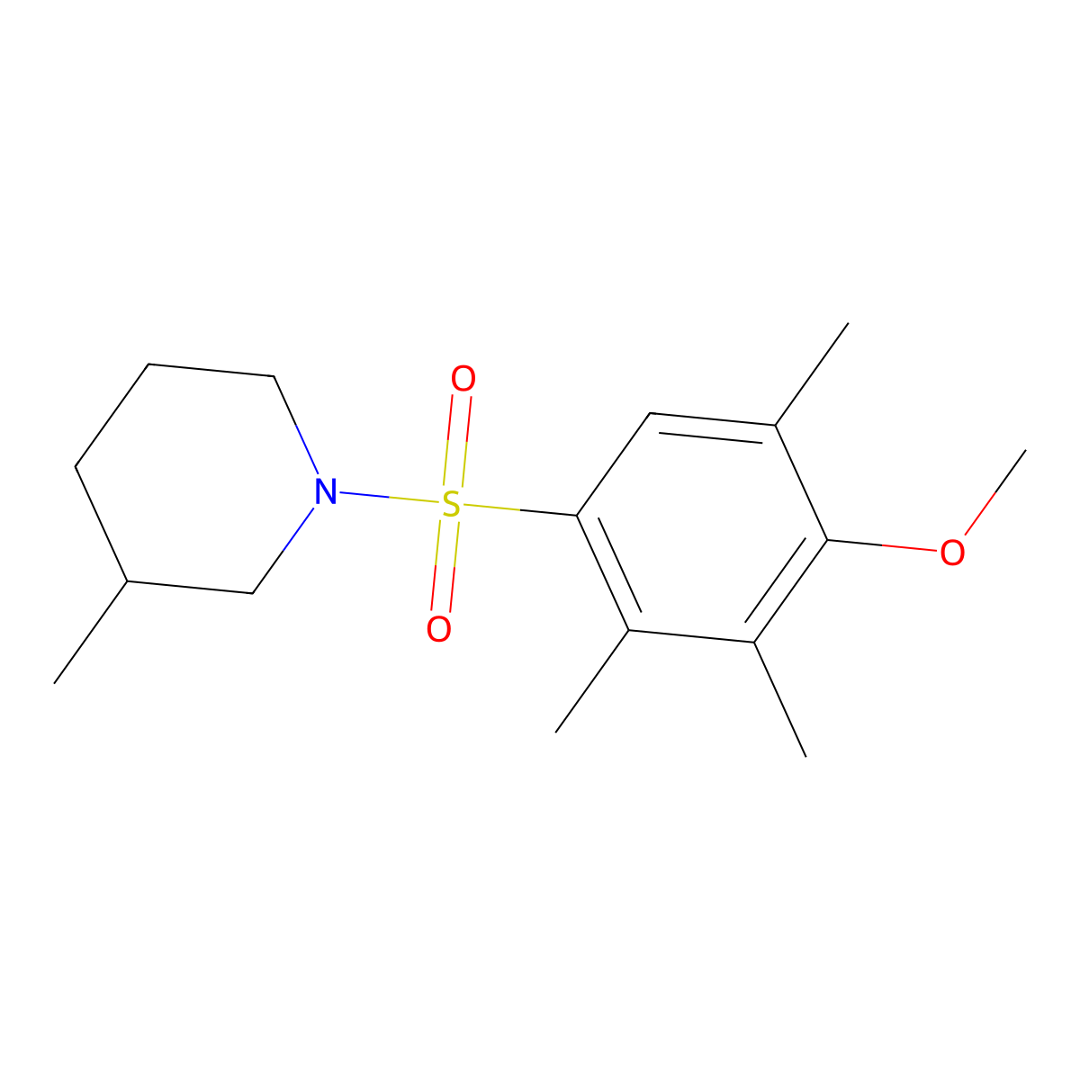 1-[(4-Methoxy-2,3,5-trimethylphenyl)sulfonyl]-3-methylpiperidine molecular structure, CAS 1043690-84-1