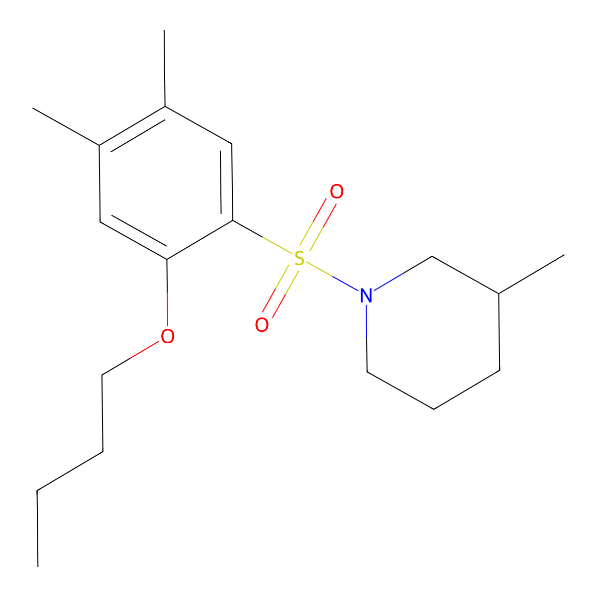 1-(2-Butoxy-4,5-dimethylbenzenesulfonyl)-3-methylpiperidine molecular structure, CAS 1043690-89-6