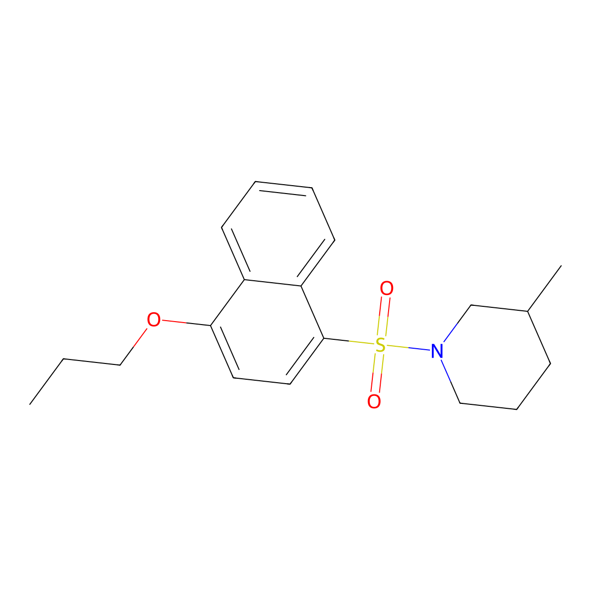 3-Methyl-1-[(4-propoxynaphthalen-1-yl)sulfonyl]piperidine molecular structure, CAS 1043690-99-8