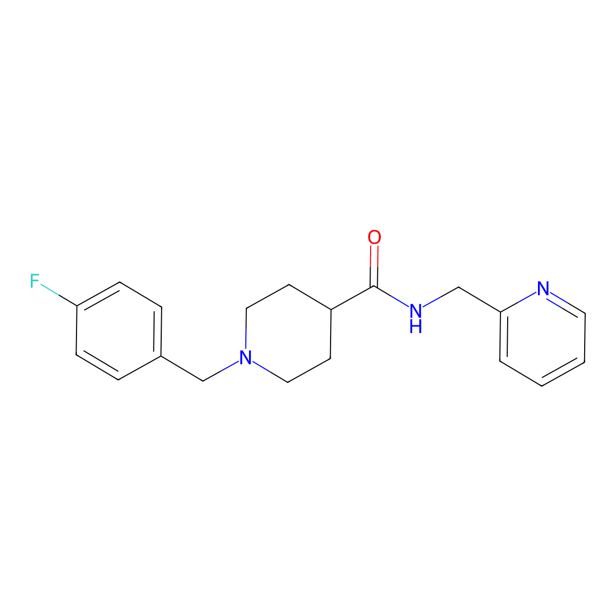 1-(4-fluorobenzyl)-N-(pyridin-2-ylmethyl)piperidine-4-carboxamide molecular structure, CAS 1043691-11-7
