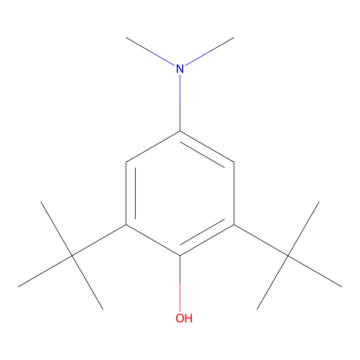2,6-Di-t-butyl-4-dimethylaminophenol molecular structure, CAS 10437-44-2