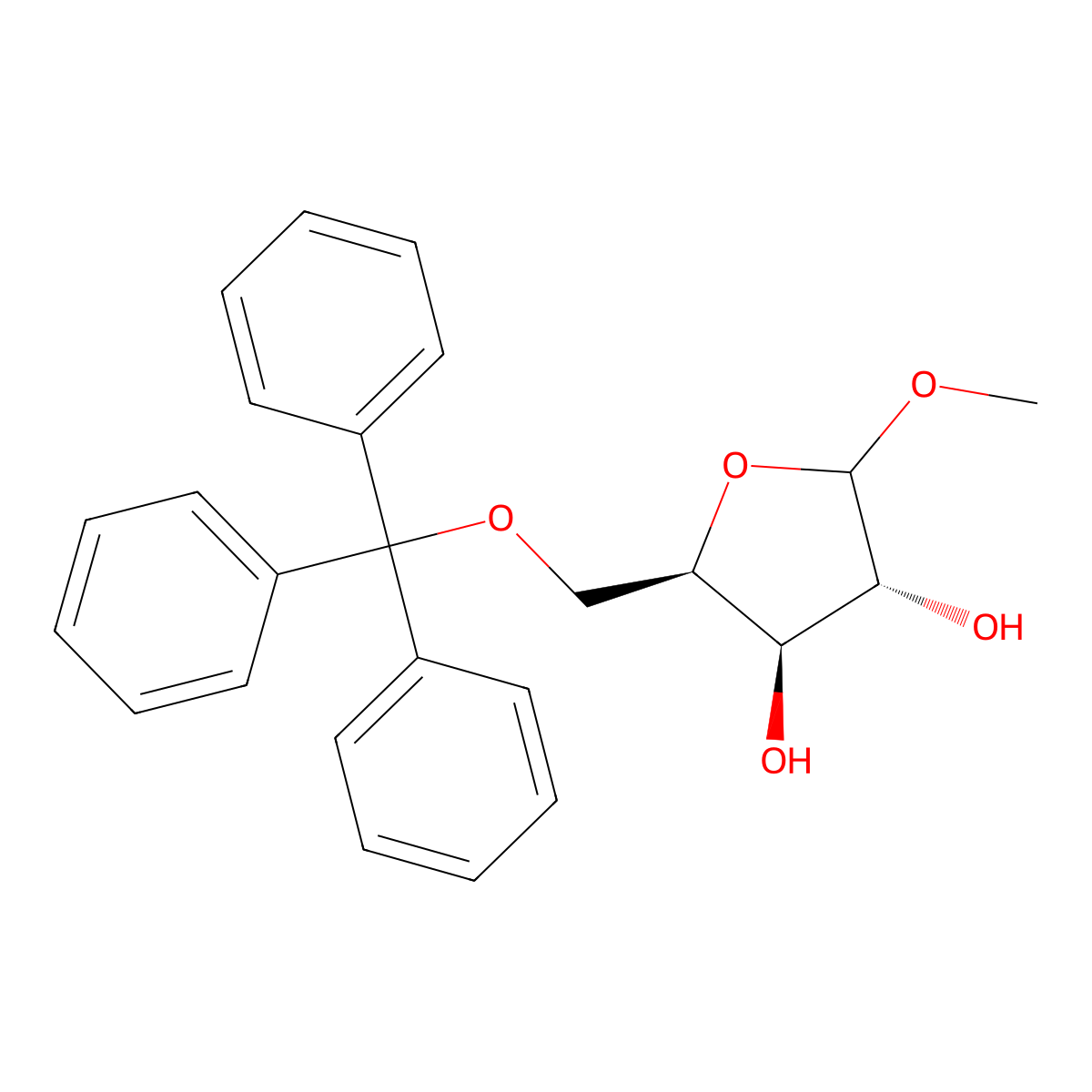 (3R,4R,5R)-2-methoxy-5-(trityloxymethyl)oxolane-3,4-diol molecular structure, CAS 104371-03-1