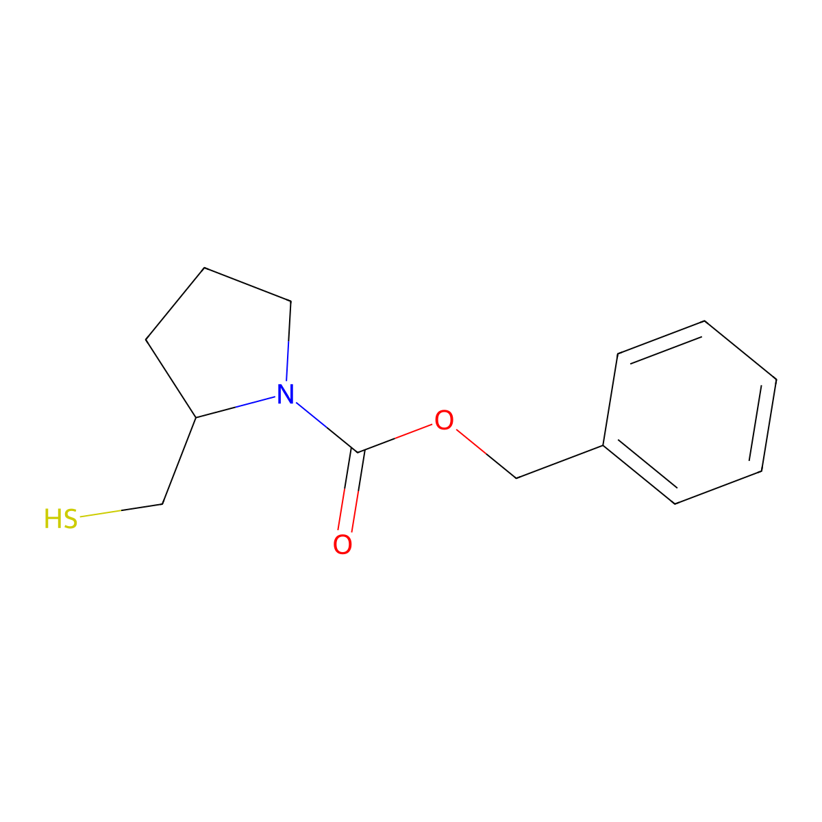 2-Mercaptomethyl-pyrrolidine-1-carboxylic acid benzyl ester molecular structure, CAS 104379-90-0