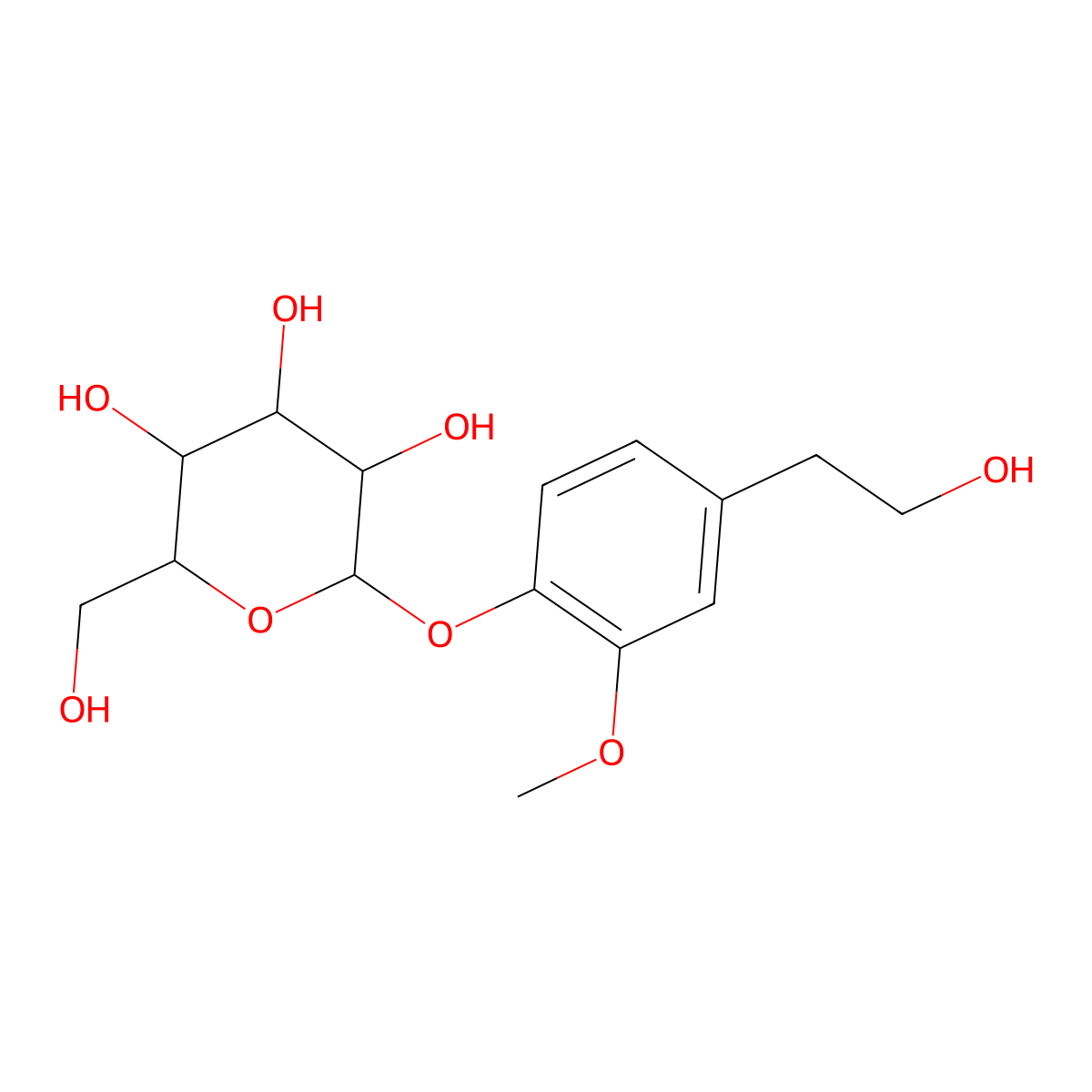 Homovanillyl alcohol 4-O-glucoside molecular structure, CAS 104380-15-6