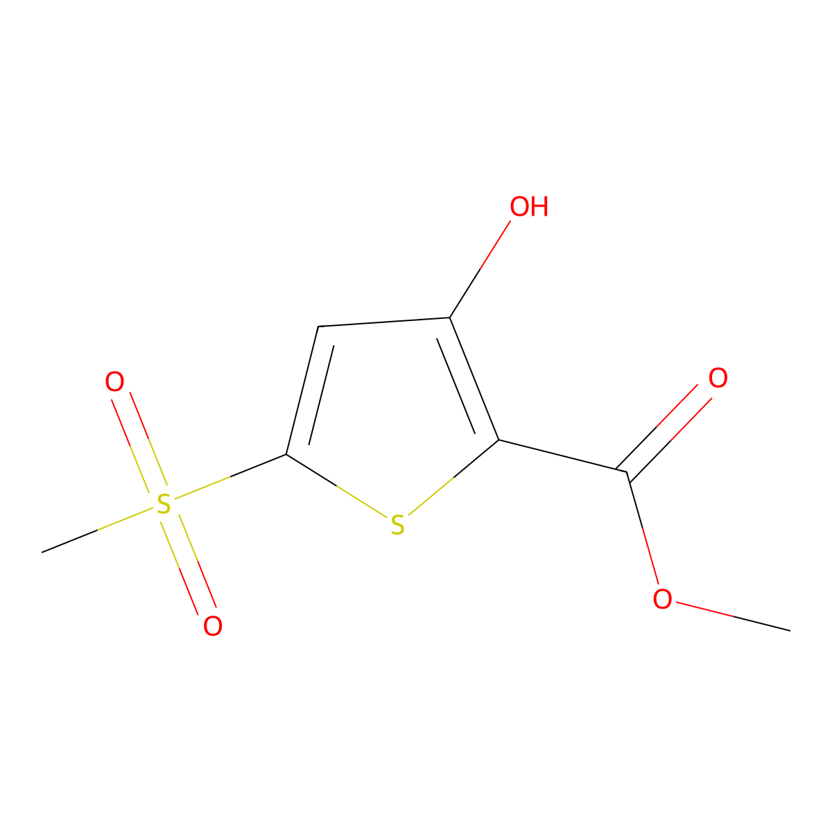 Methyl 3-hydroxy-5-(methylsulfonyl)thiophene-2-carboxylate molecular structure, CAS 104386-65-4