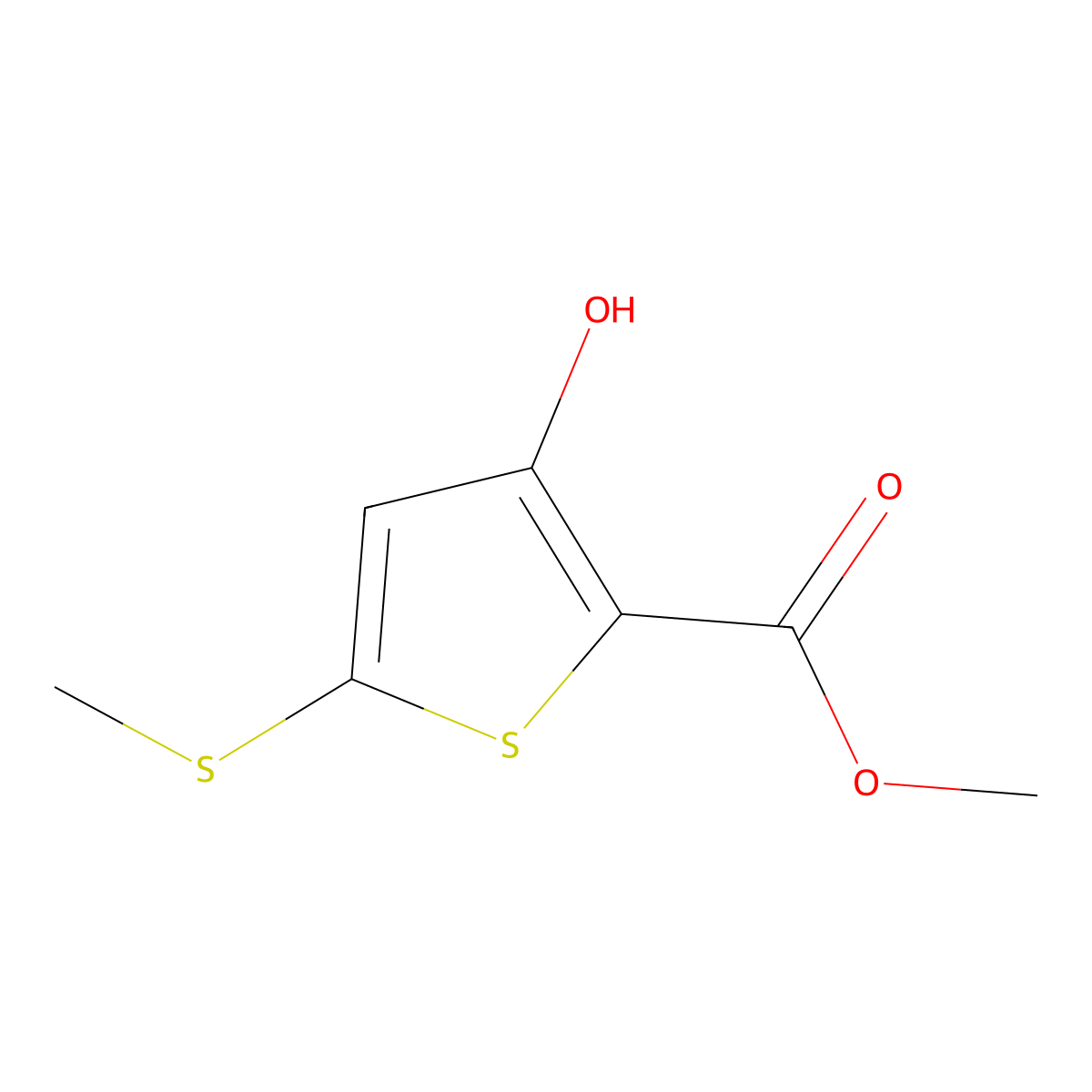 Methyl 3-hydroxy-5-(methylthio)thiophene-2-carboxylate molecular structure, CAS 104386-67-6