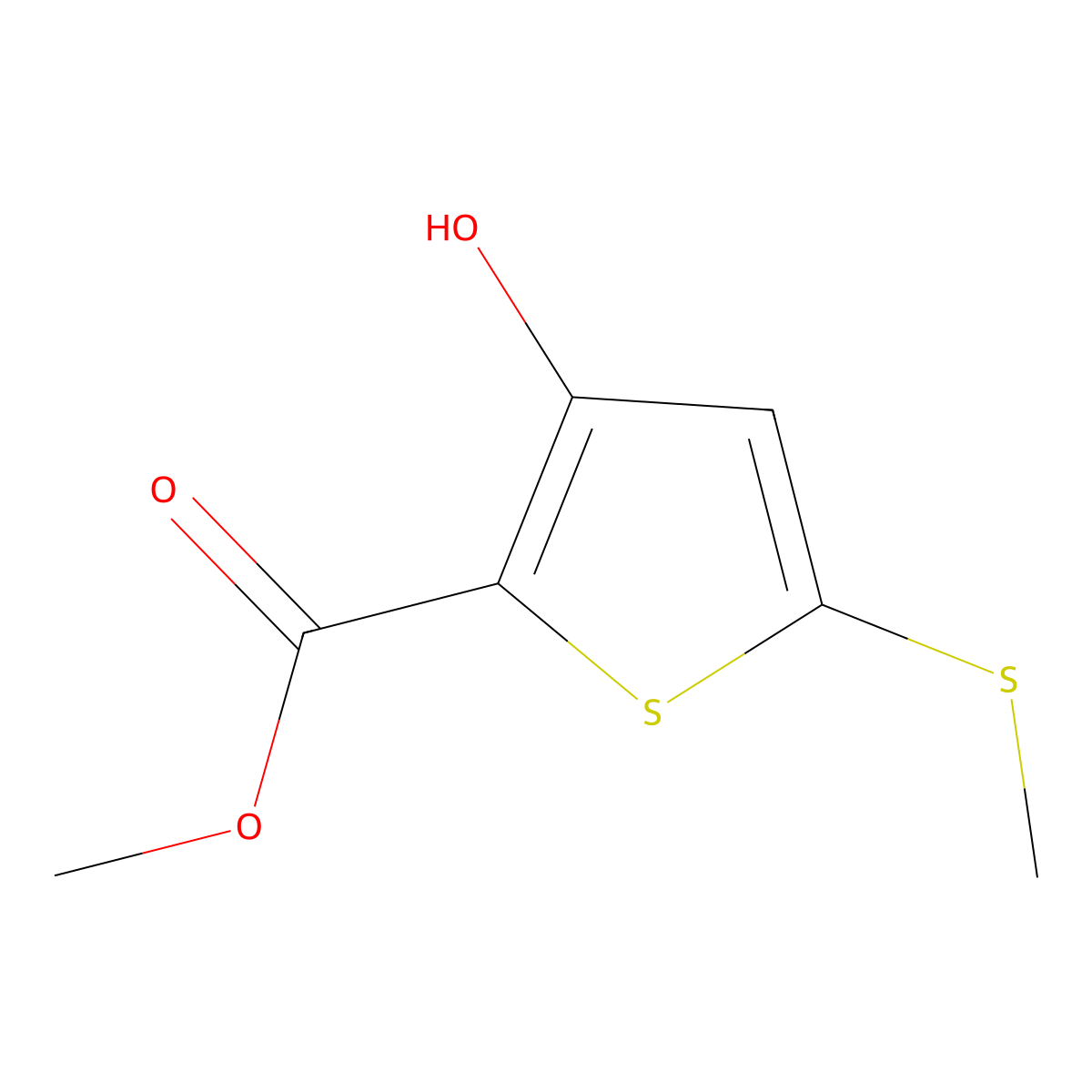 Methyl 3-hydroxy-5-(methylthio)thiophene-2-carboxylate molecular structure, CAS 104386-67-6