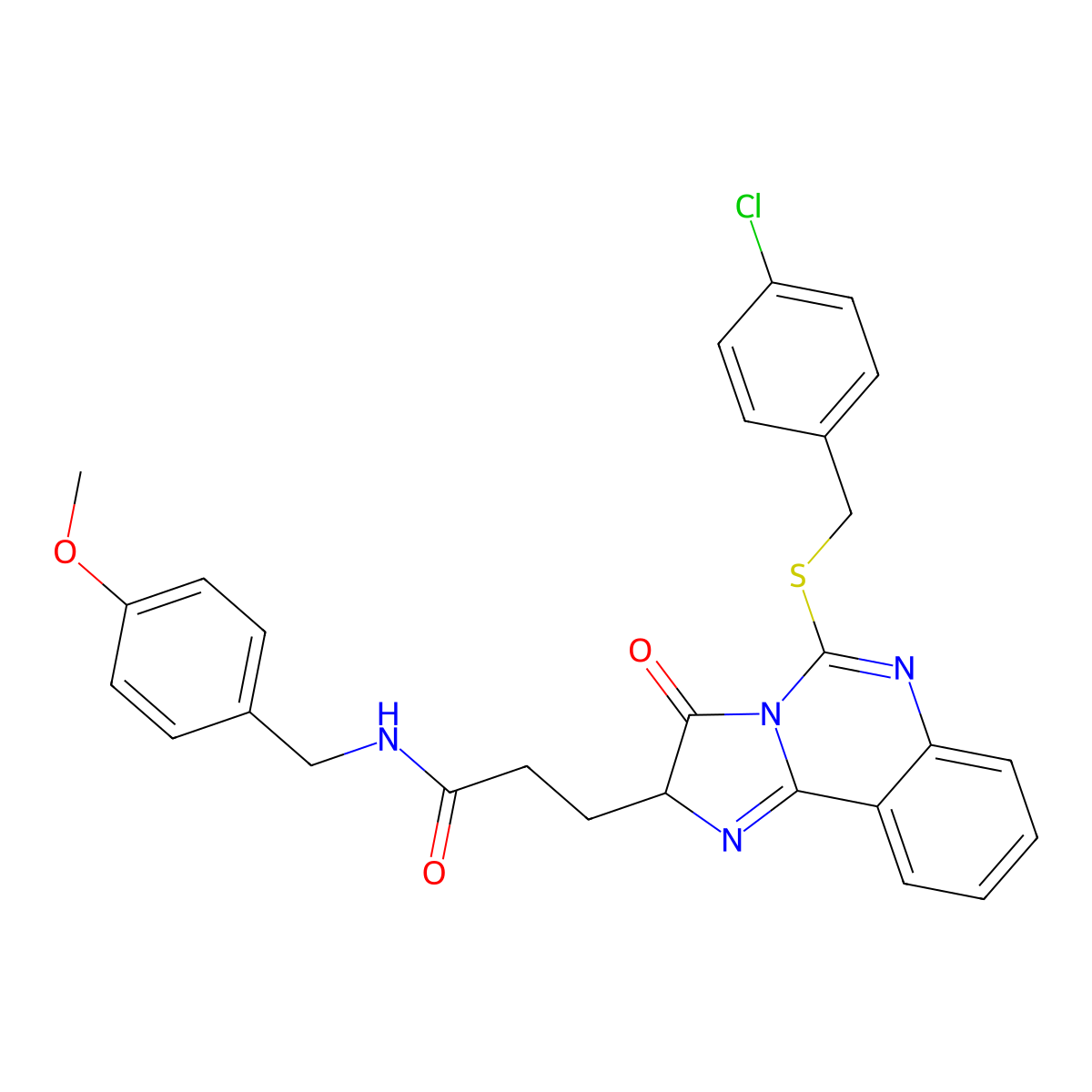 3-(5-{[(4-chlorophenyl)methyl]sulfanyl}-3-oxo-2H,3H-imidazo[1,2-c]quinazolin-2-yl)-N-[(4-methoxyphenyl)methyl]propanamide molecular structure, CAS 1043868-16-1