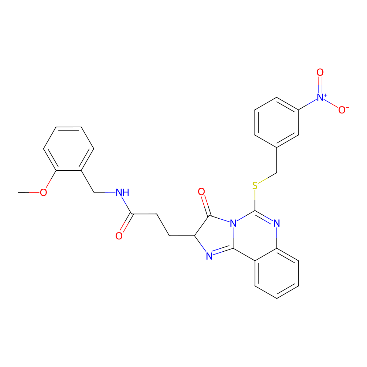 N-[(2-methoxyphenyl)methyl]-3-(5-{[(3-nitrophenyl)methyl]sulfanyl}-3-oxo-2H,3H-imidazo[1,2-c]quinazolin-2-yl)propanamide molecular structure, CAS 1043868-21-8